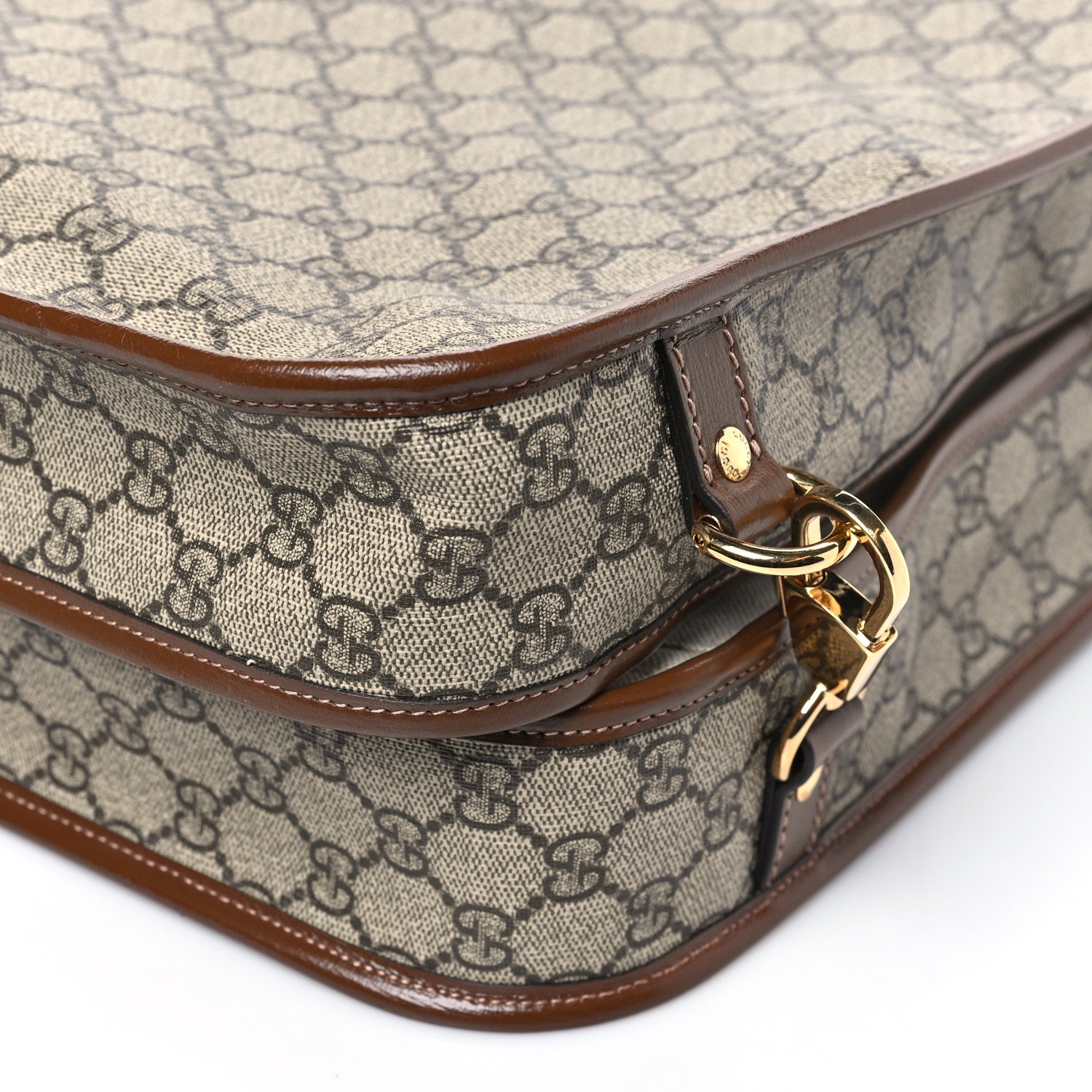 GG Supreme Monogram Azalea Calfskin Retro Interlocking G Garment Bag Beige Ebony Brown Sugar