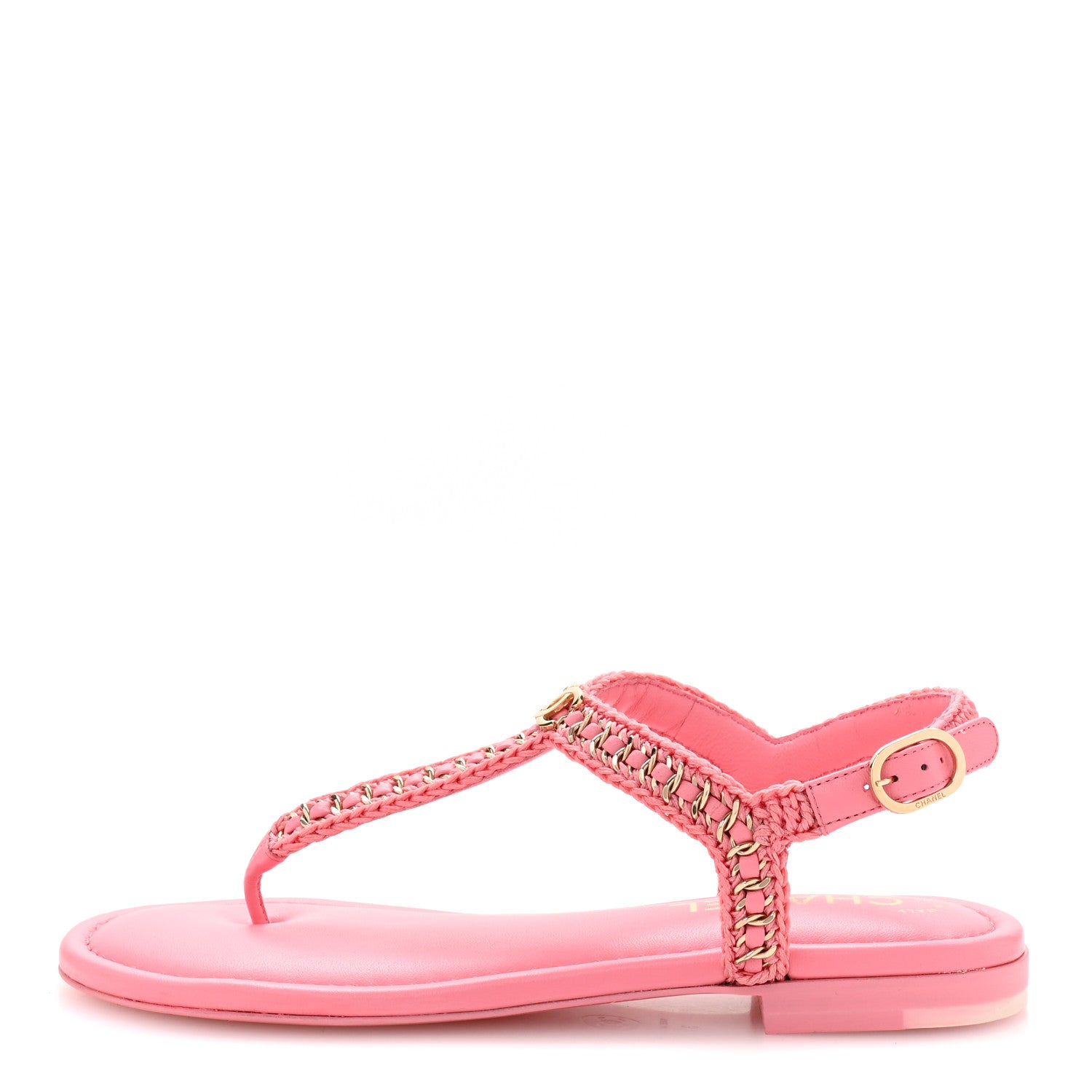 Lambskin Embroidered CC Thong Sandals 37 Pink