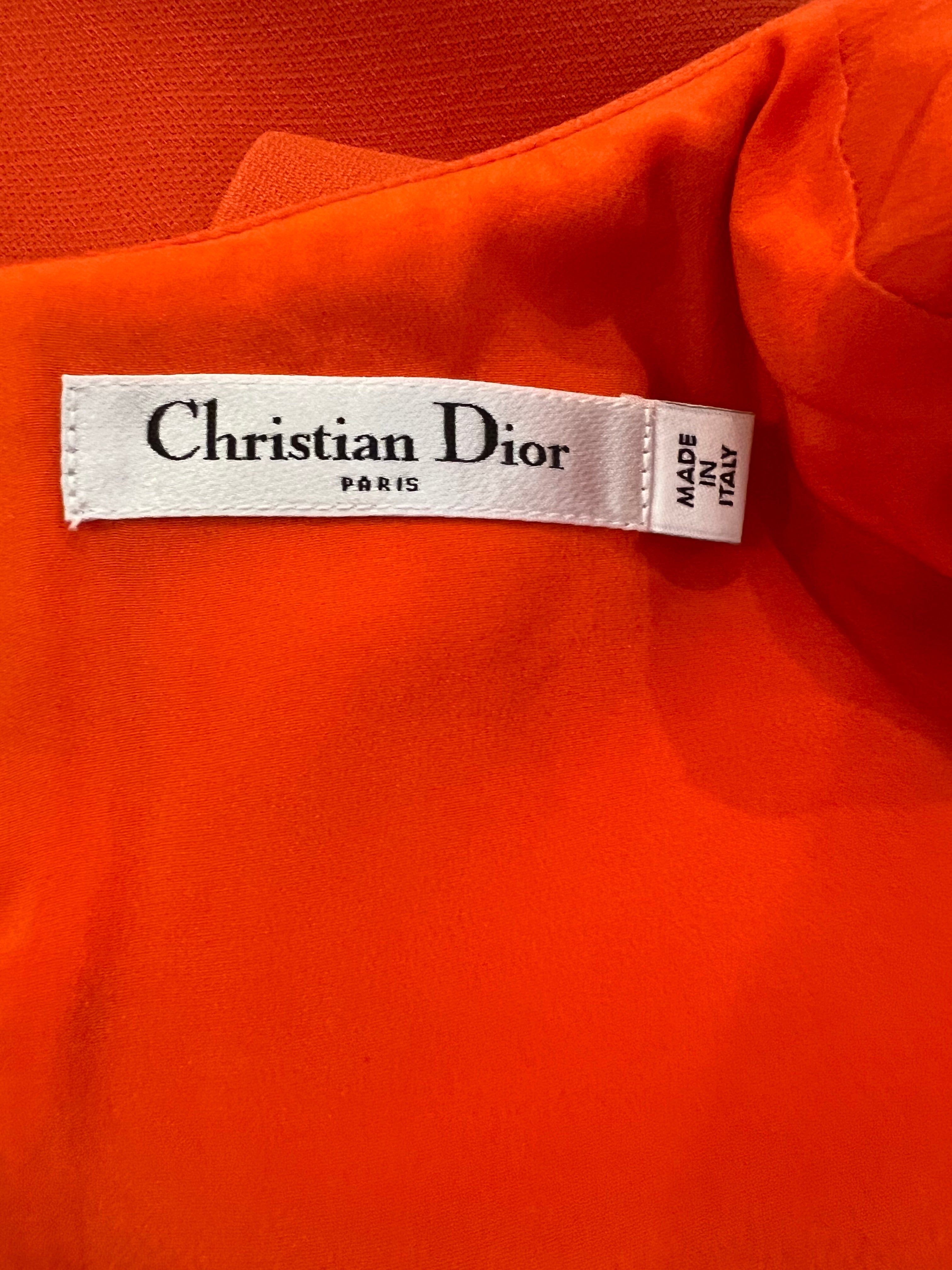 Christian Dior Spring 2022 Runway Orange Wool Mini Skirt and Cropped Jacket Set with Pocket Details Size FR 36/38 (UK 8/10)