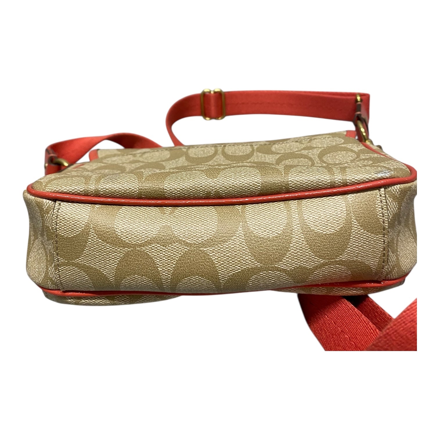 Crossbody Designer By Coach In Orange & Tan, Size:Medium