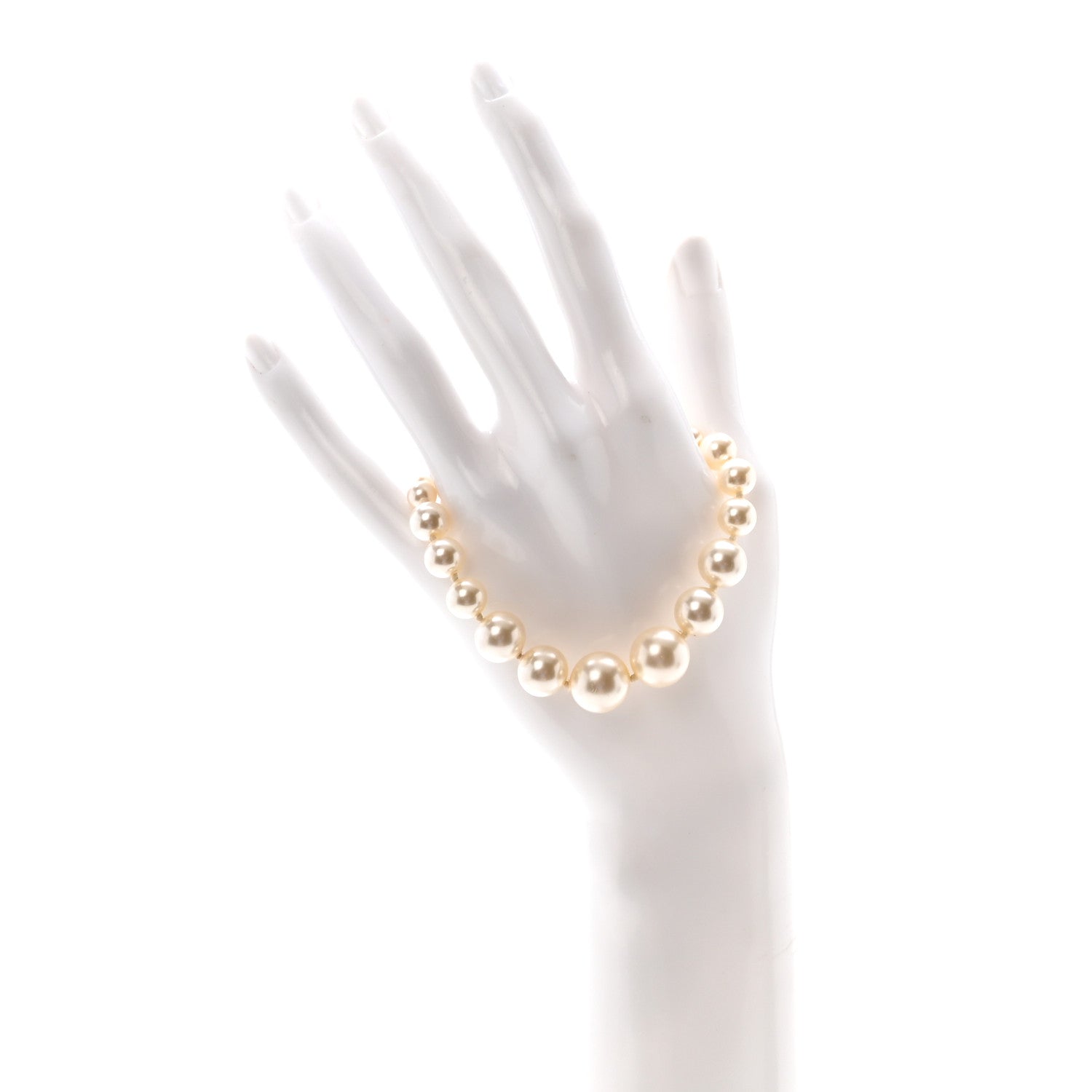 Graduated Pearl Crystal CC Bracelet Gold