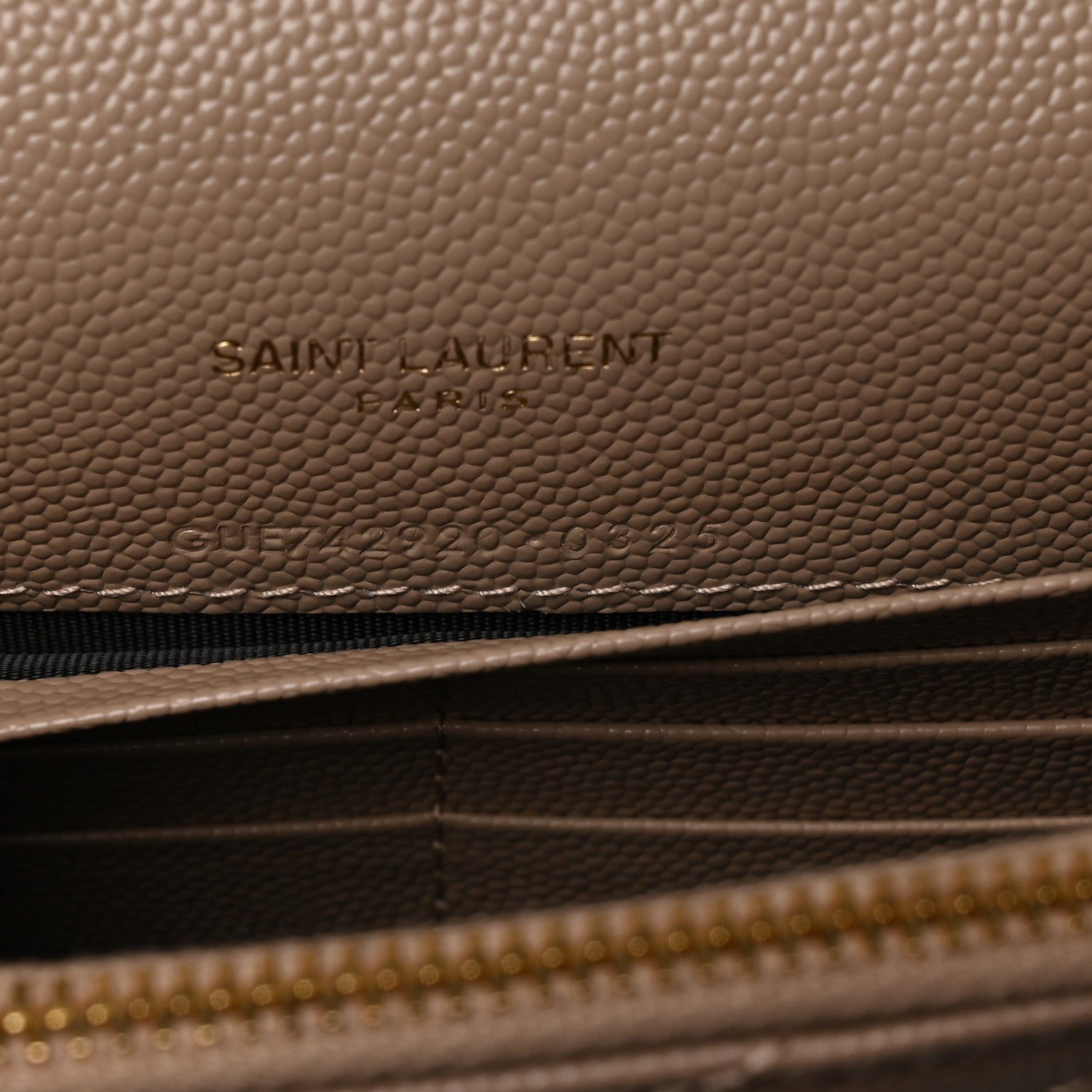 Grain De Poudre Matelasse Chevron Monogram Envelope Chain Wallet Dark Beige