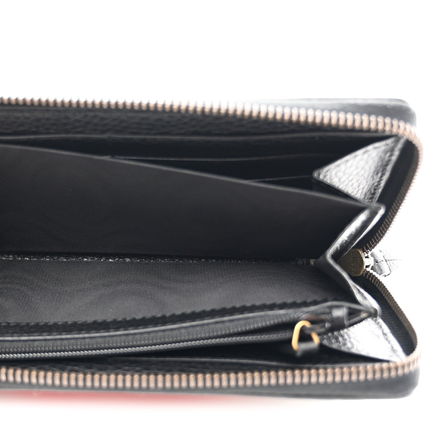 Pebbled Calfskin Blind For Love Zip Around Wallet Black