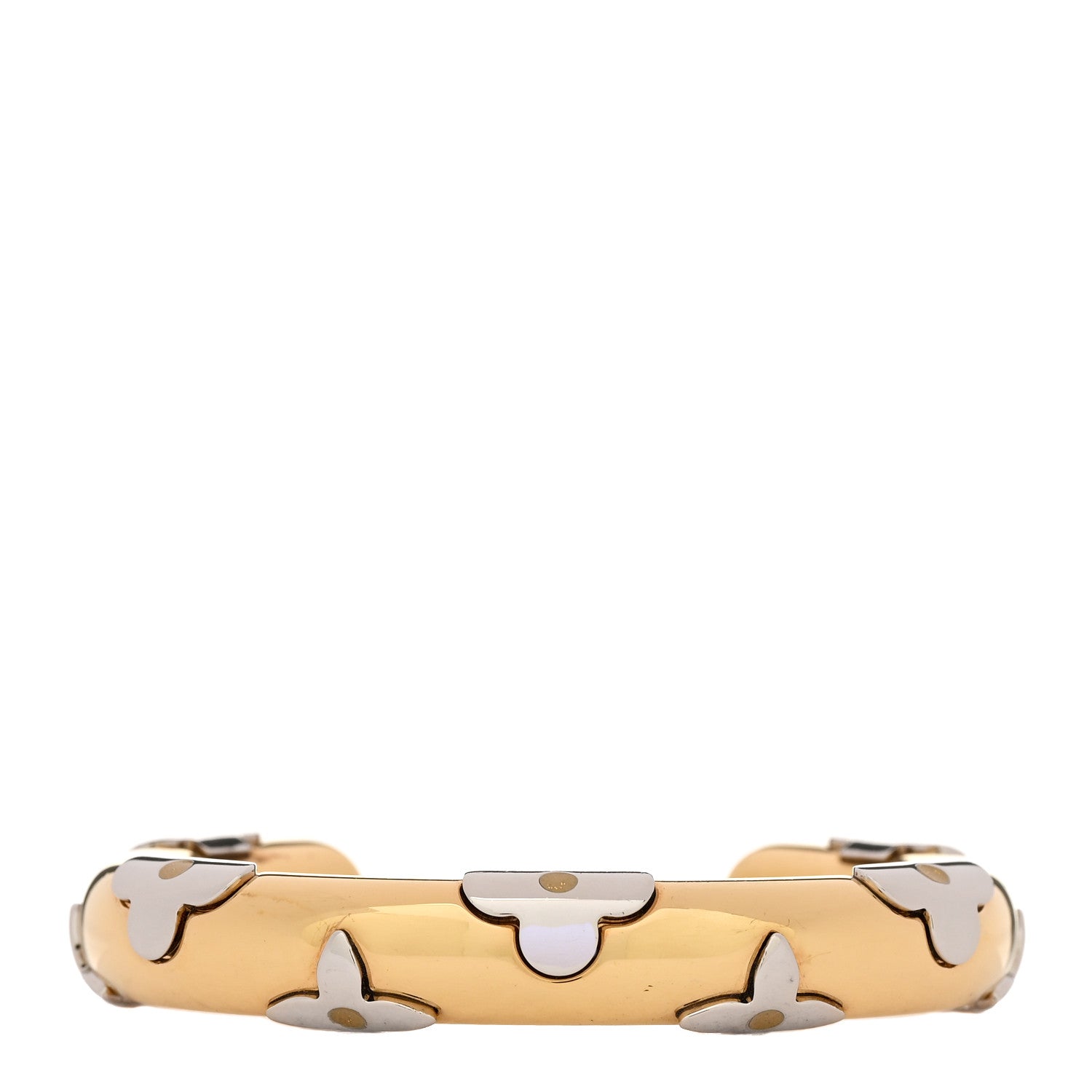 Brass Monogram Flower Cuff S Gold