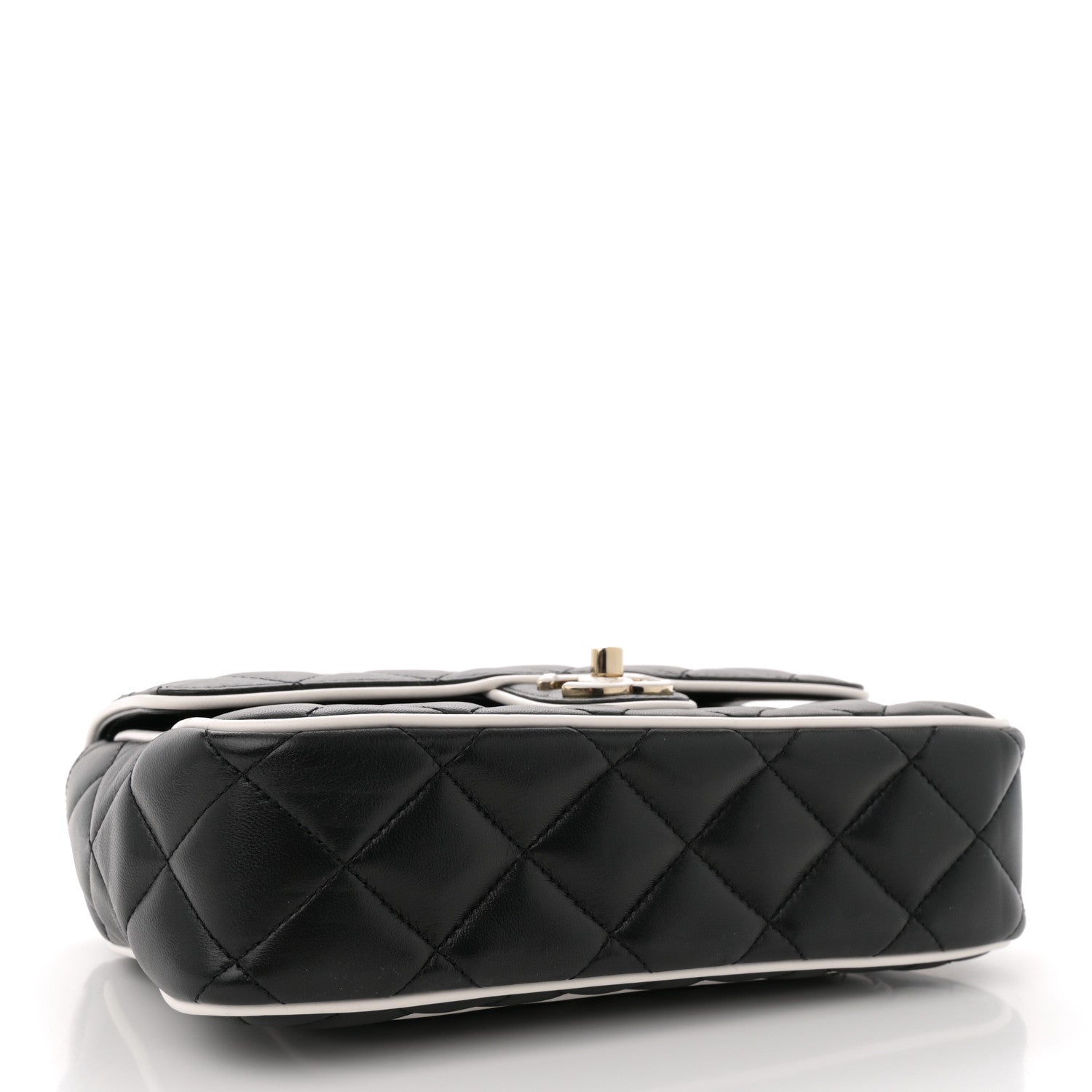 Lambskin Quilted Resin CC Flap Bag Black White