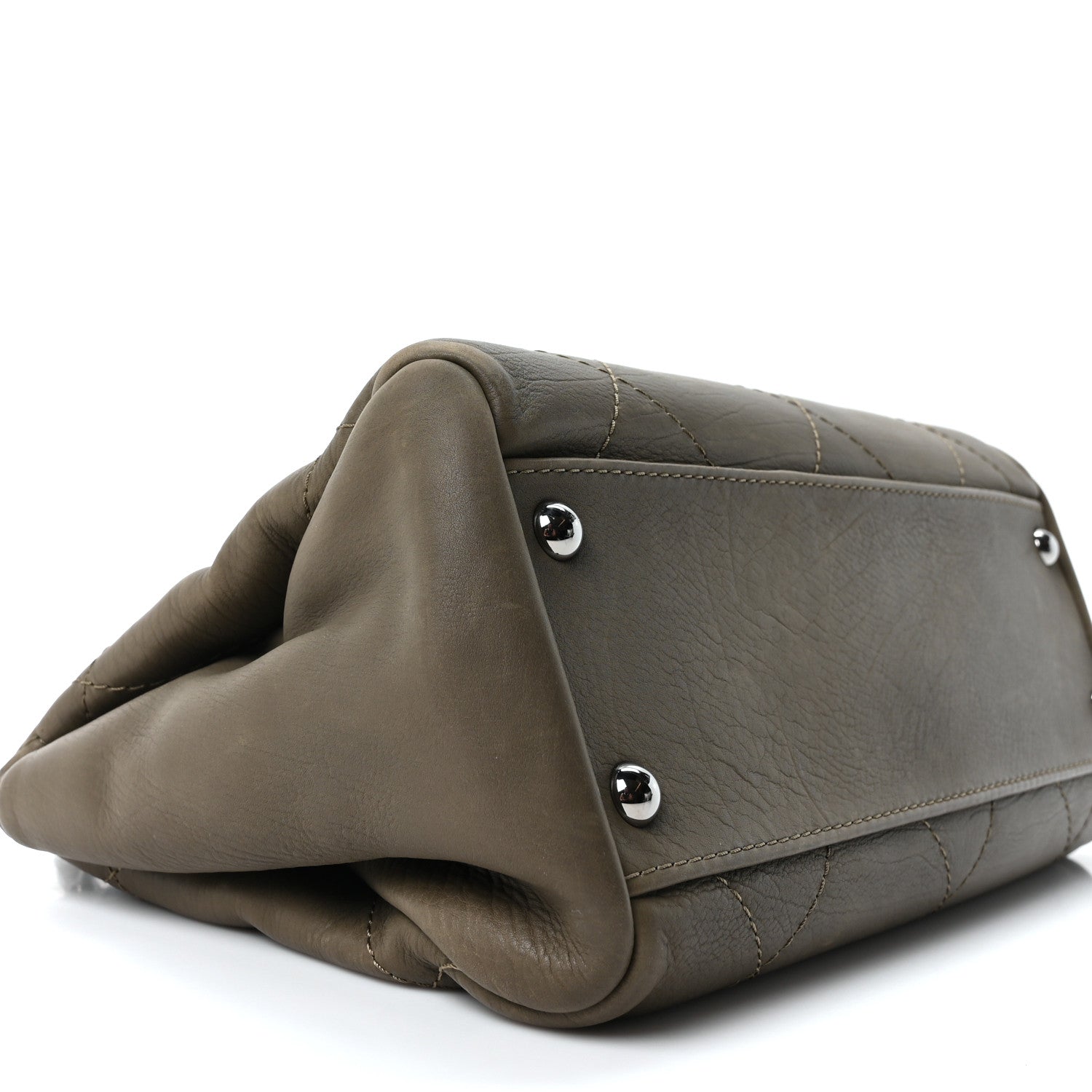 Washed Calfskin Diamond Stitch Hamptons Shopping Tote Green