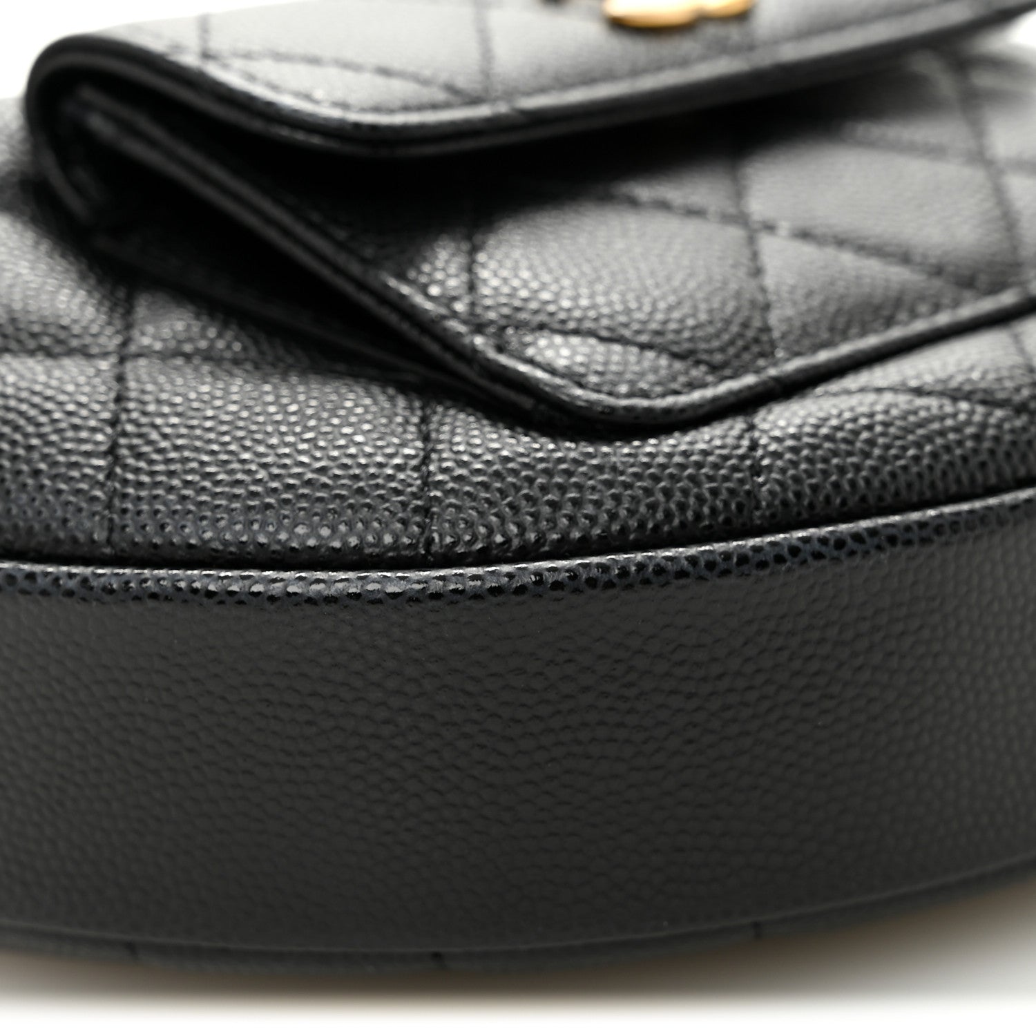 Caviar Quilted Polly Pocket Pouch Hobo Black