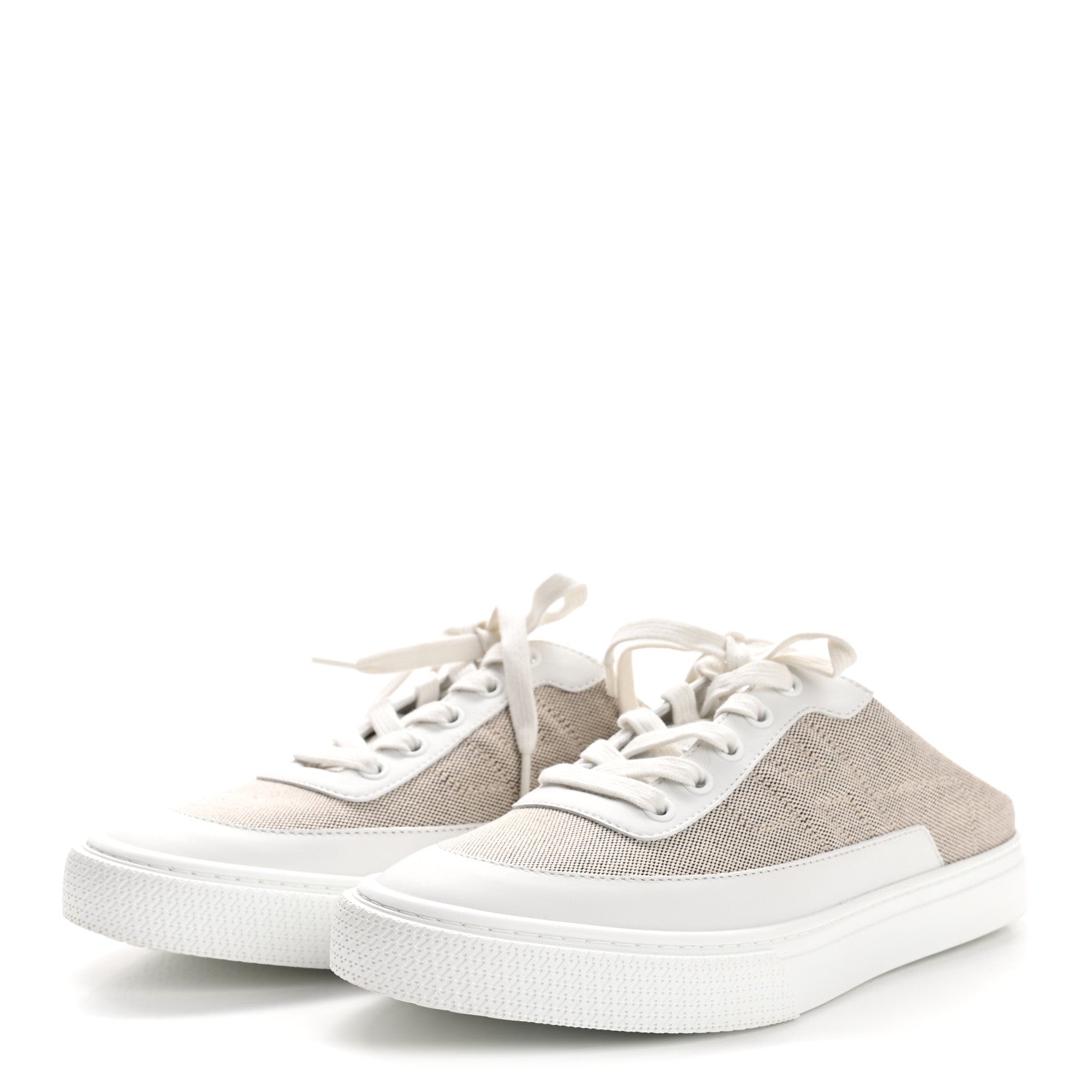 Calfskin H Canvas Keep Mule Sneakers 39 Prunoir White
