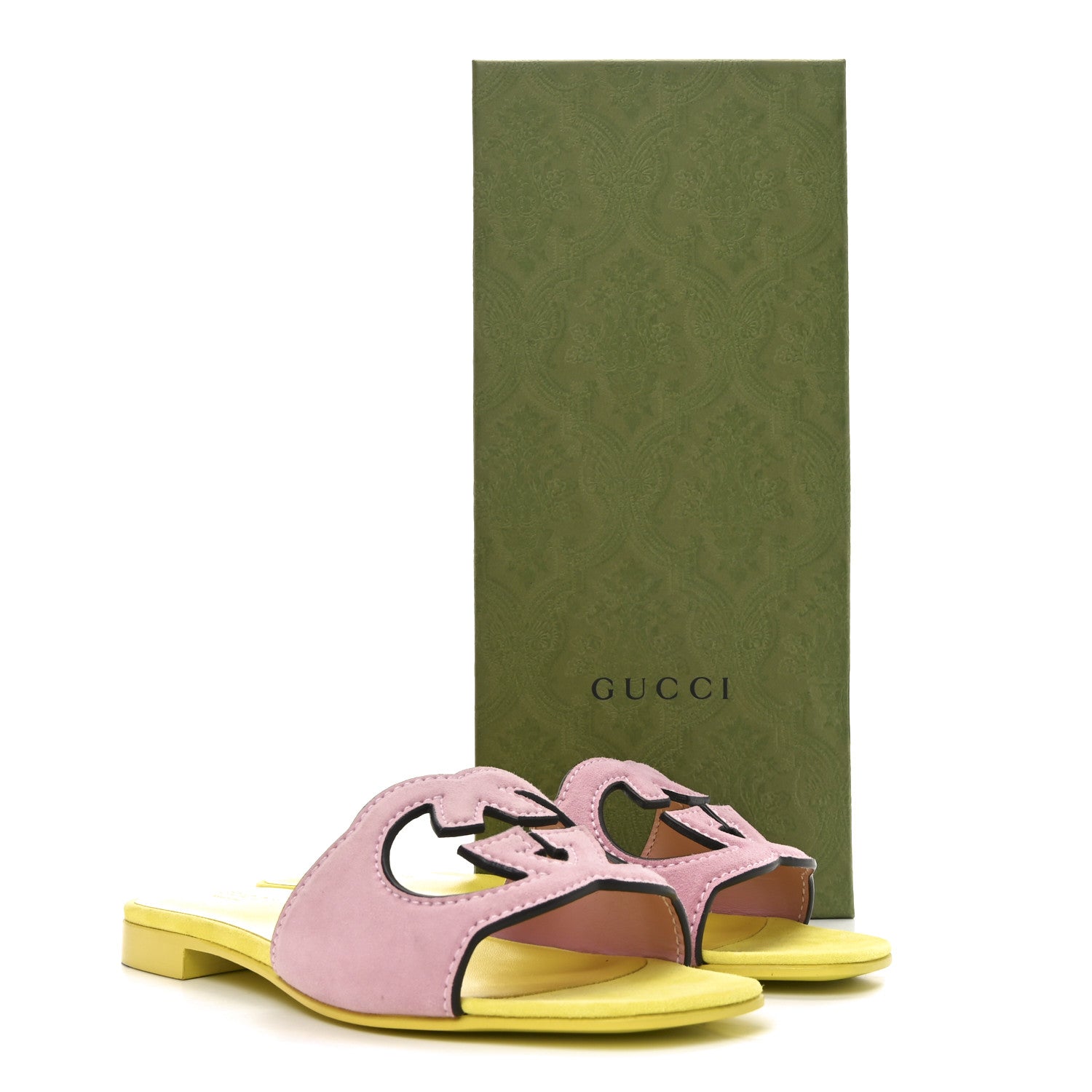 Kid Scamosciato Interlocking G Cut Out Slide Sandals 37 Dolly Pink