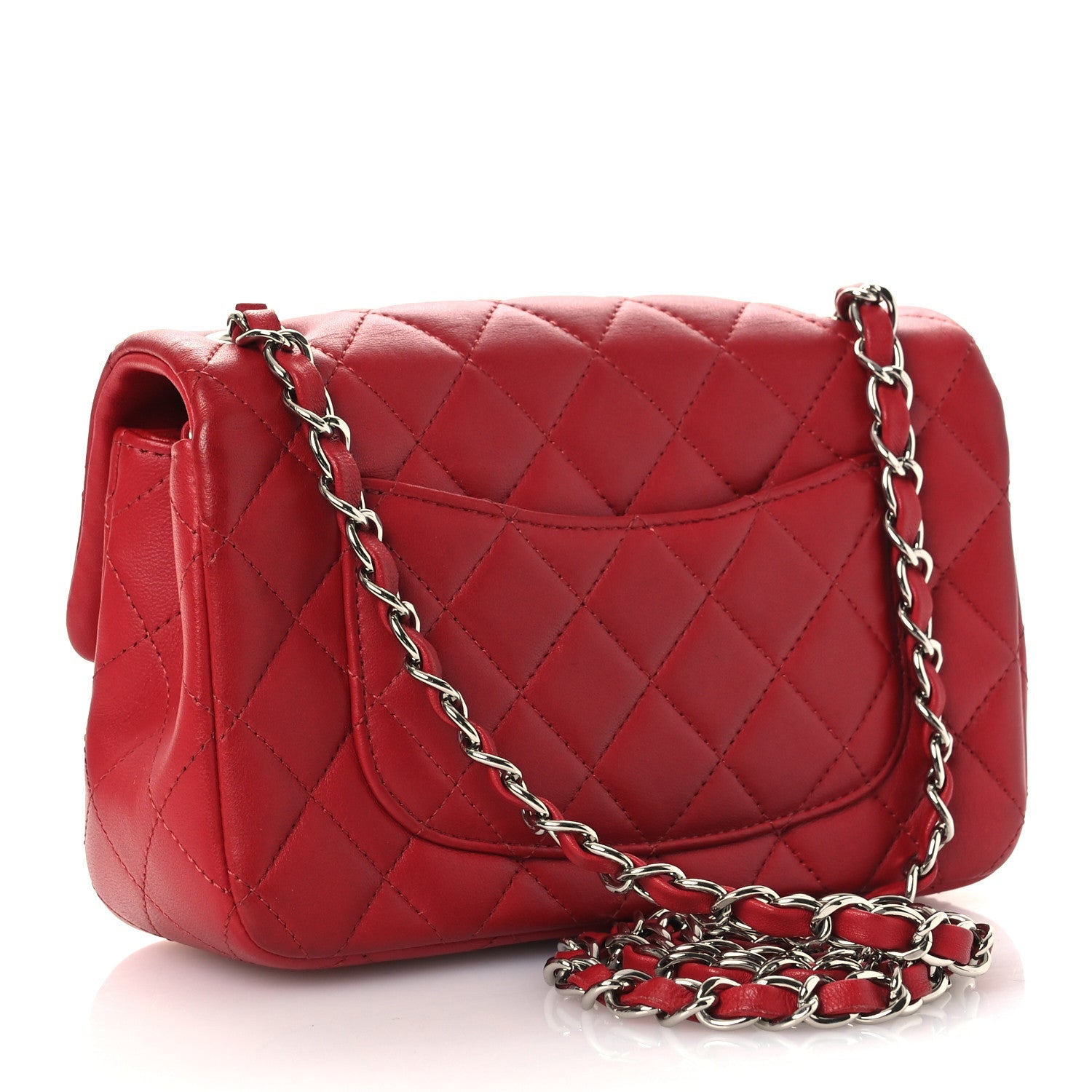Lambskin Quilted Mini Rectangular Flap Red