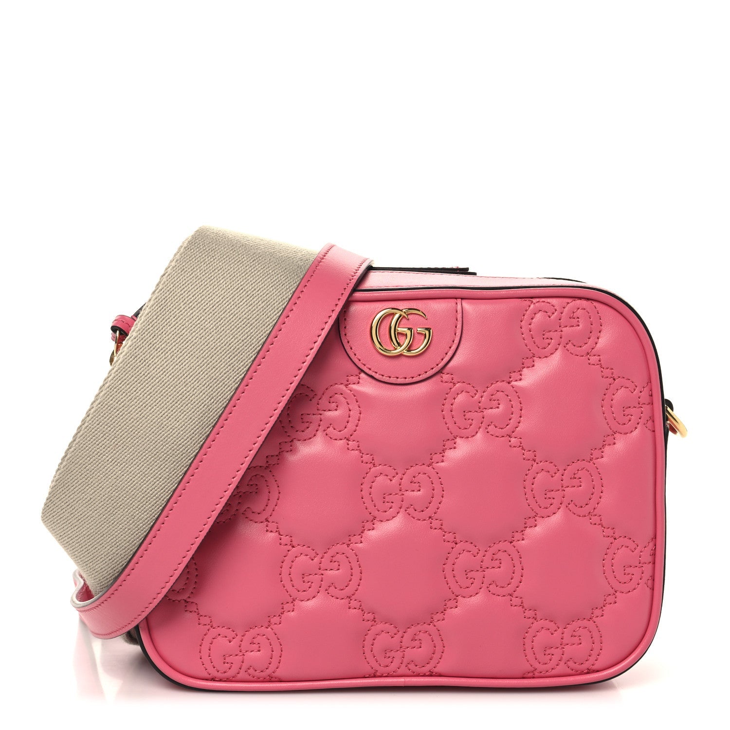 Calfskin GG Matelasse Small Shoulder Bag Rhodamine Pink Natural