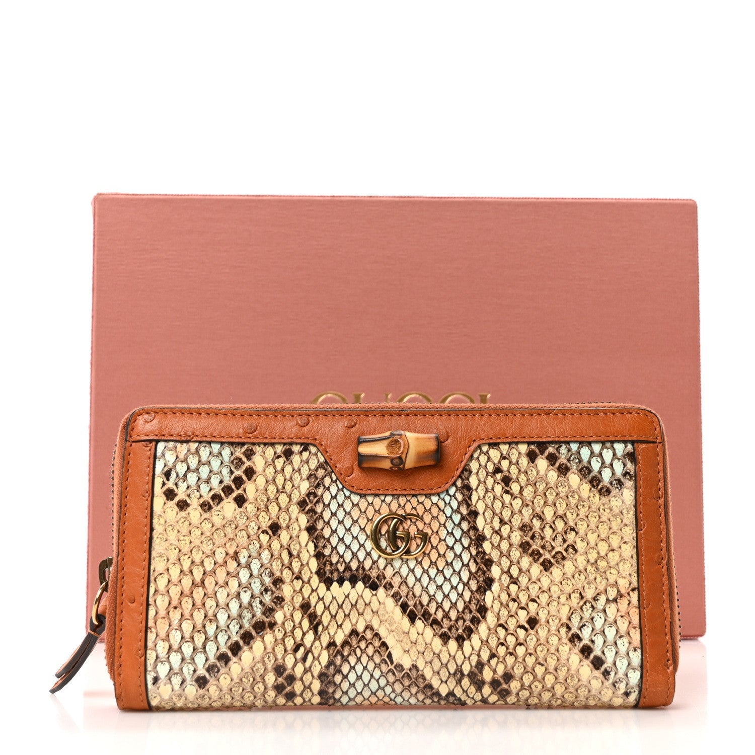Snakeskin Ostrich Diana Continental Wallet Butter Ivory Paradise Cloud Natural Gold