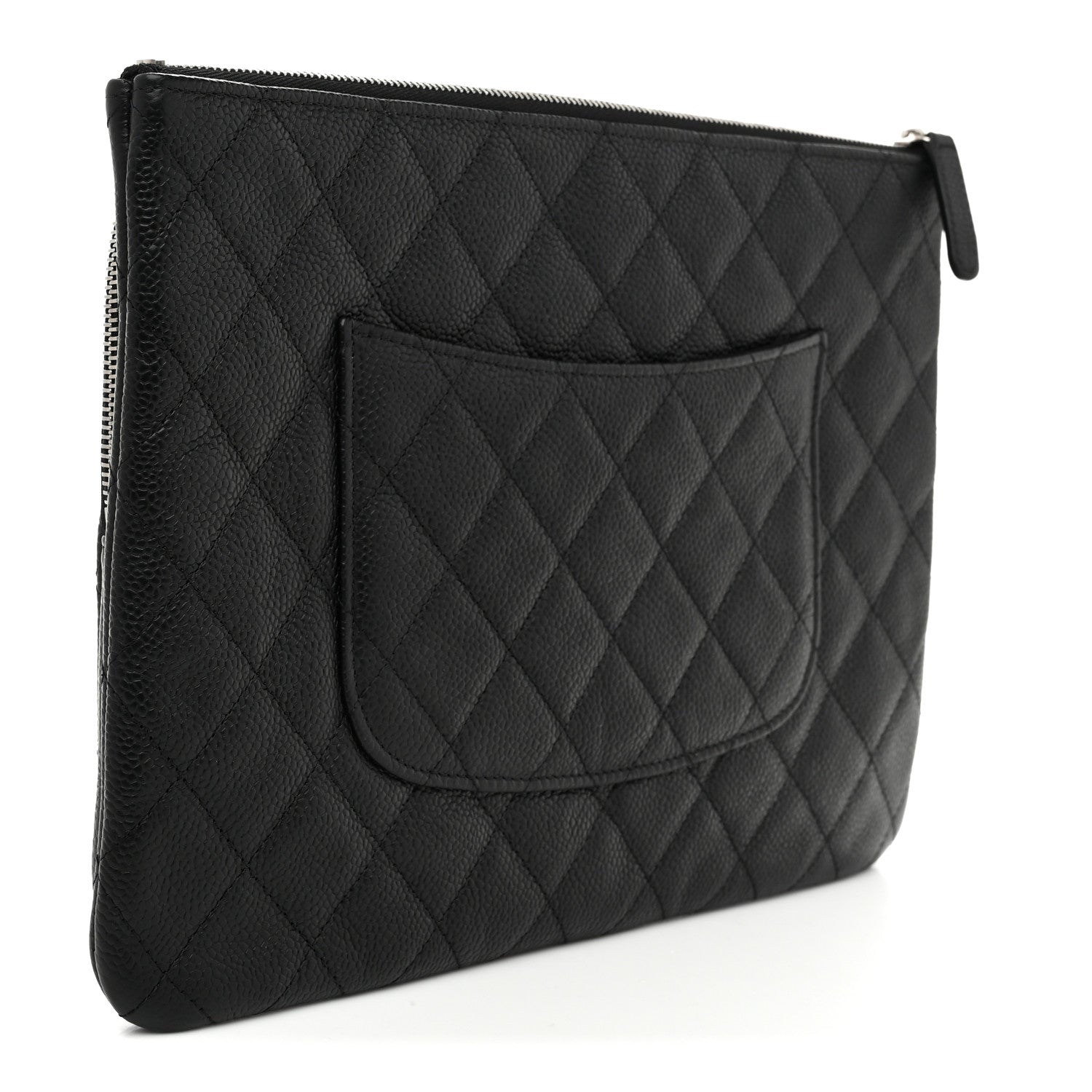 Caviar Quilted Zipped Multi Pouch Black