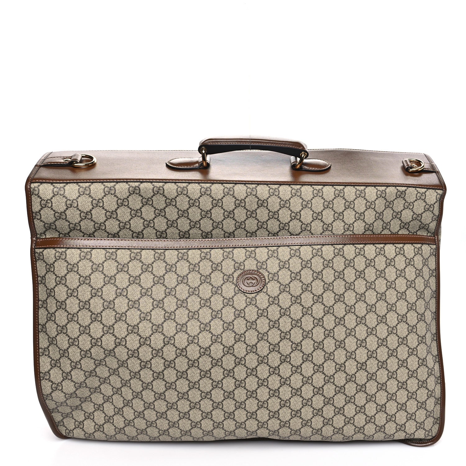 GG Supreme Monogram Azalea Calfskin Retro Interlocking G Garment Bag Beige Ebony Brown Sugar