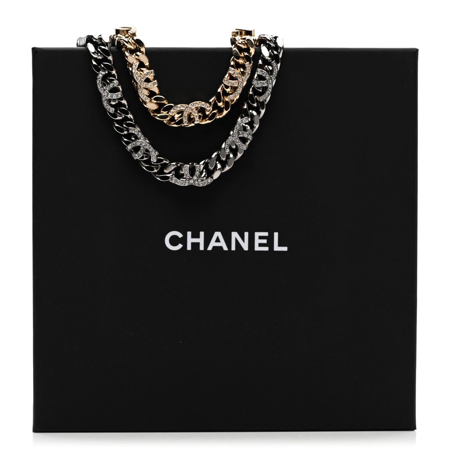 Crystal Chain CC Link Choker Gold Ruthenium