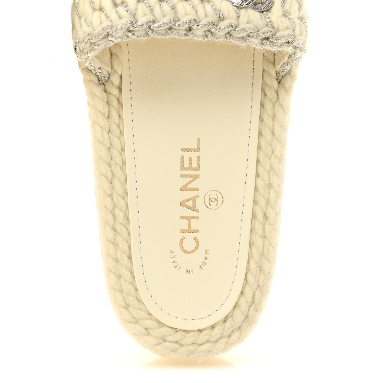 Braided Knit CC Mules 39 Ecru