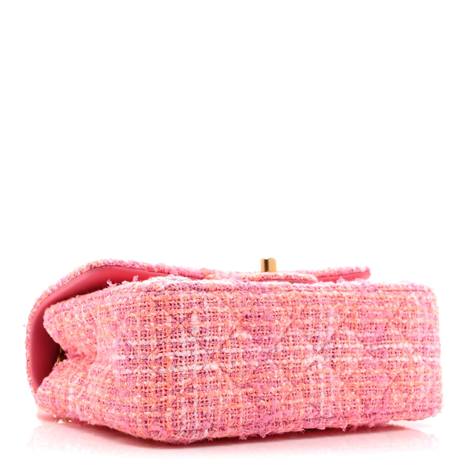 Tweed Quilted Mini Rectangular Flap Pink Orange White