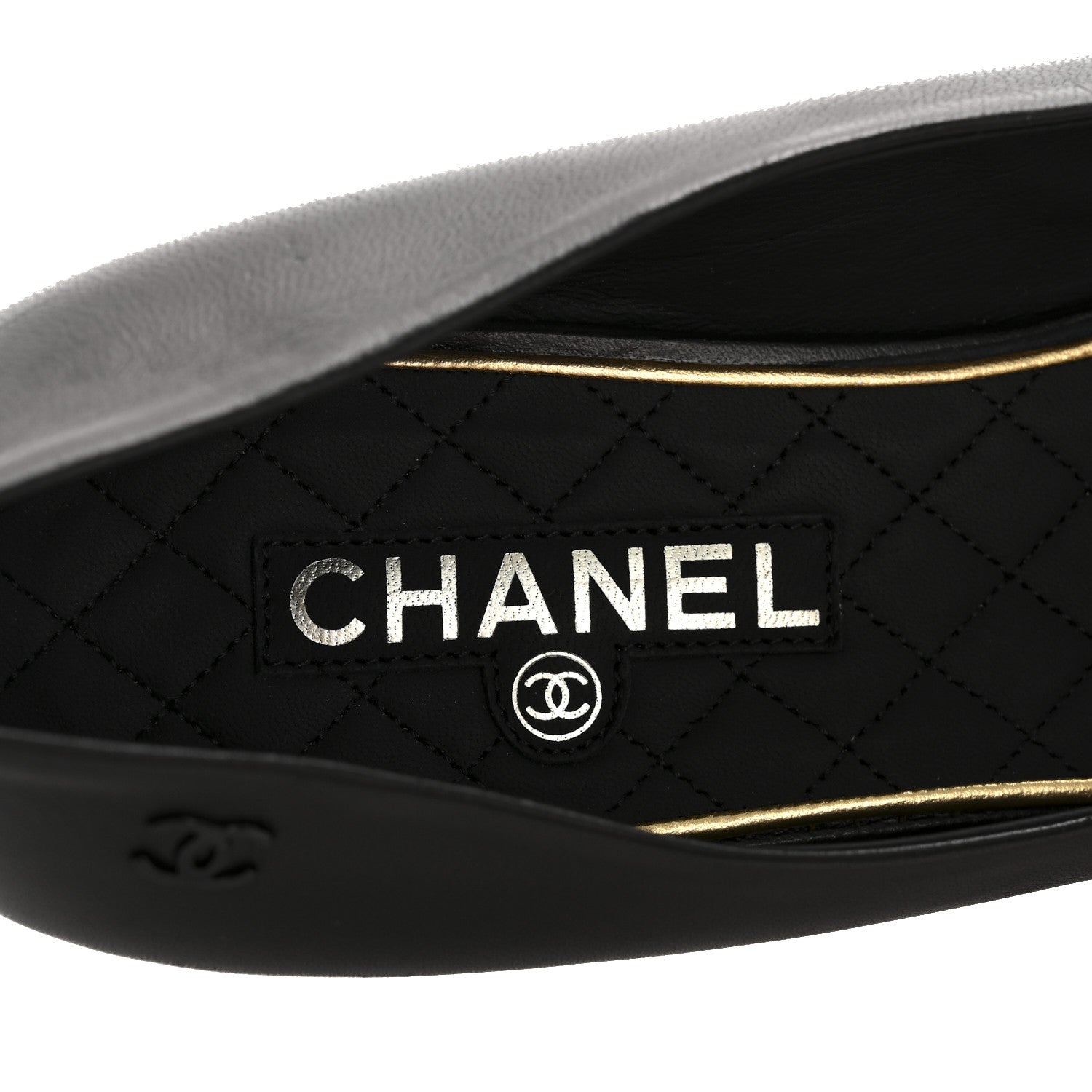 Lambskin CC Cap Toe Bow Ballerina Flats 39.5 Black
