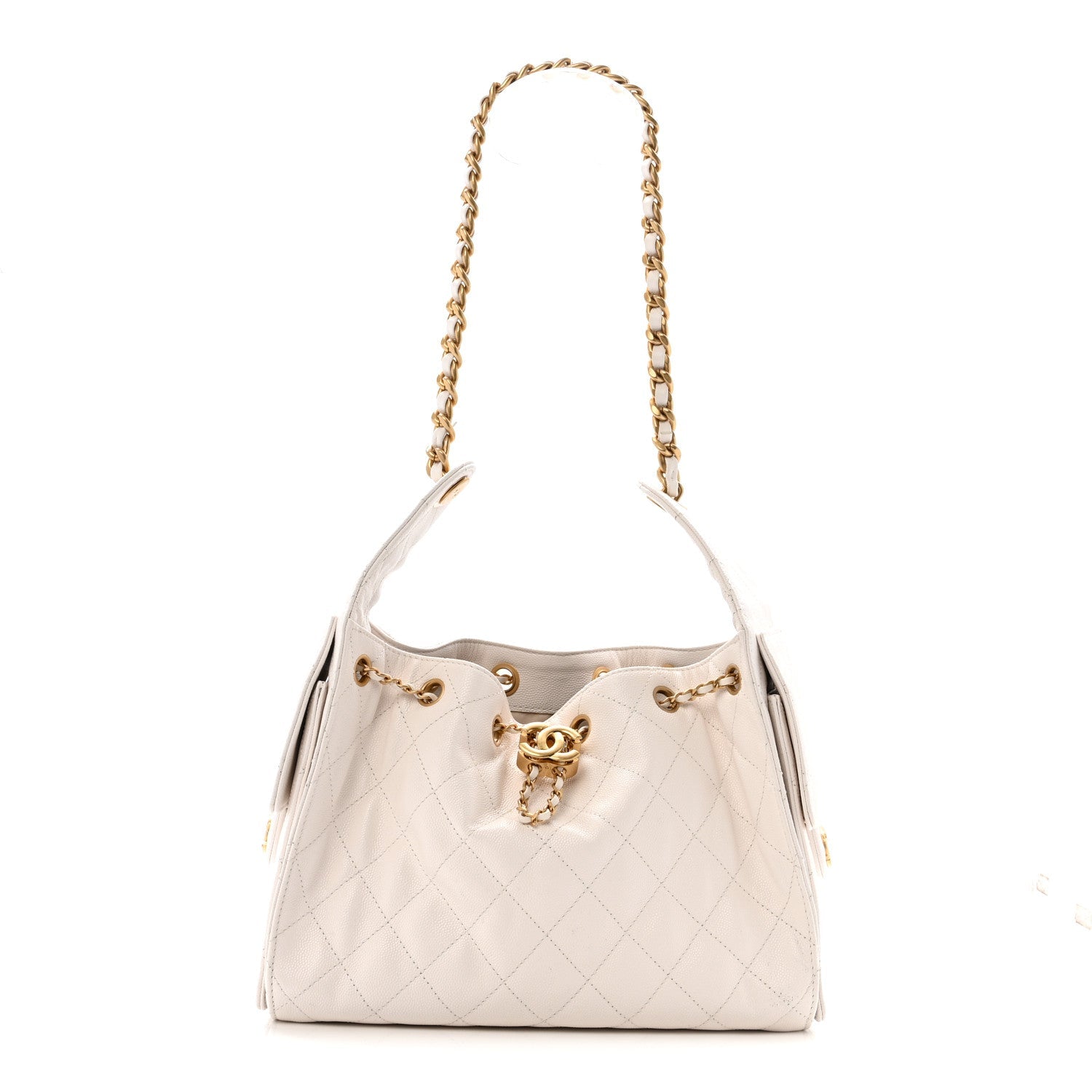 Caviar Quilted Small Chanel 25 Handbag White