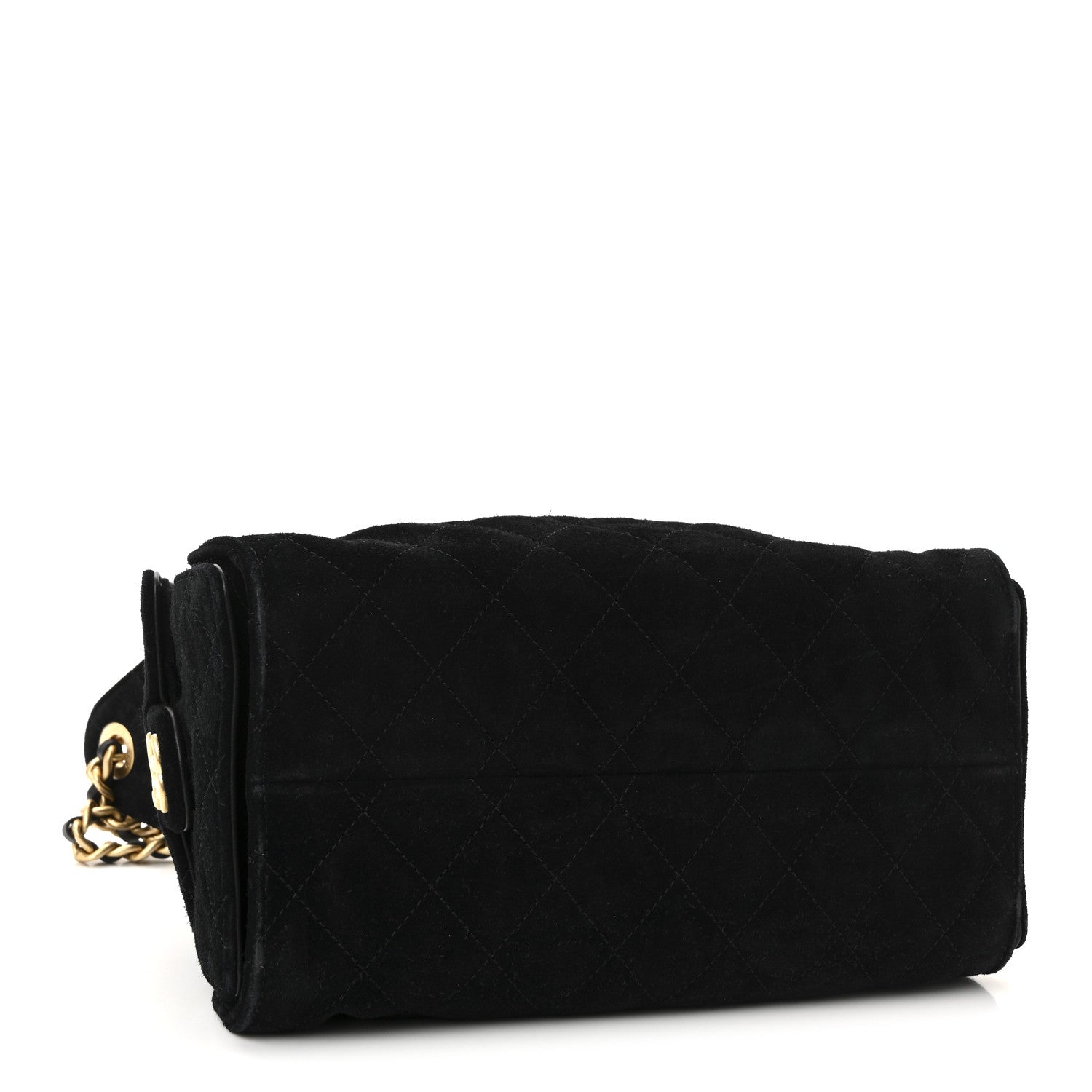 Suede Quilted Small Chanel 25 Handbag Black