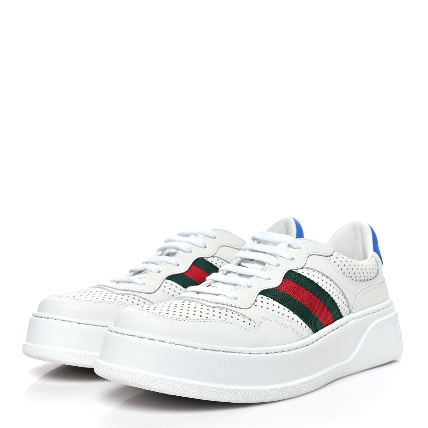 Calfskin Web Perforated Womens Platform 55mm Sneakers 41 White Bright Splash