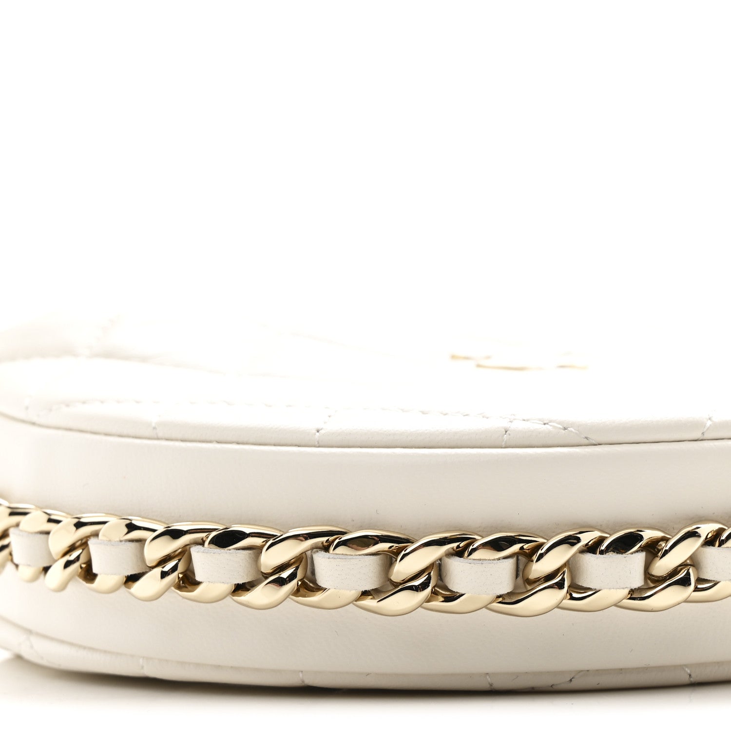 Lambskin Quilted Chain Around Pouch Hobo White