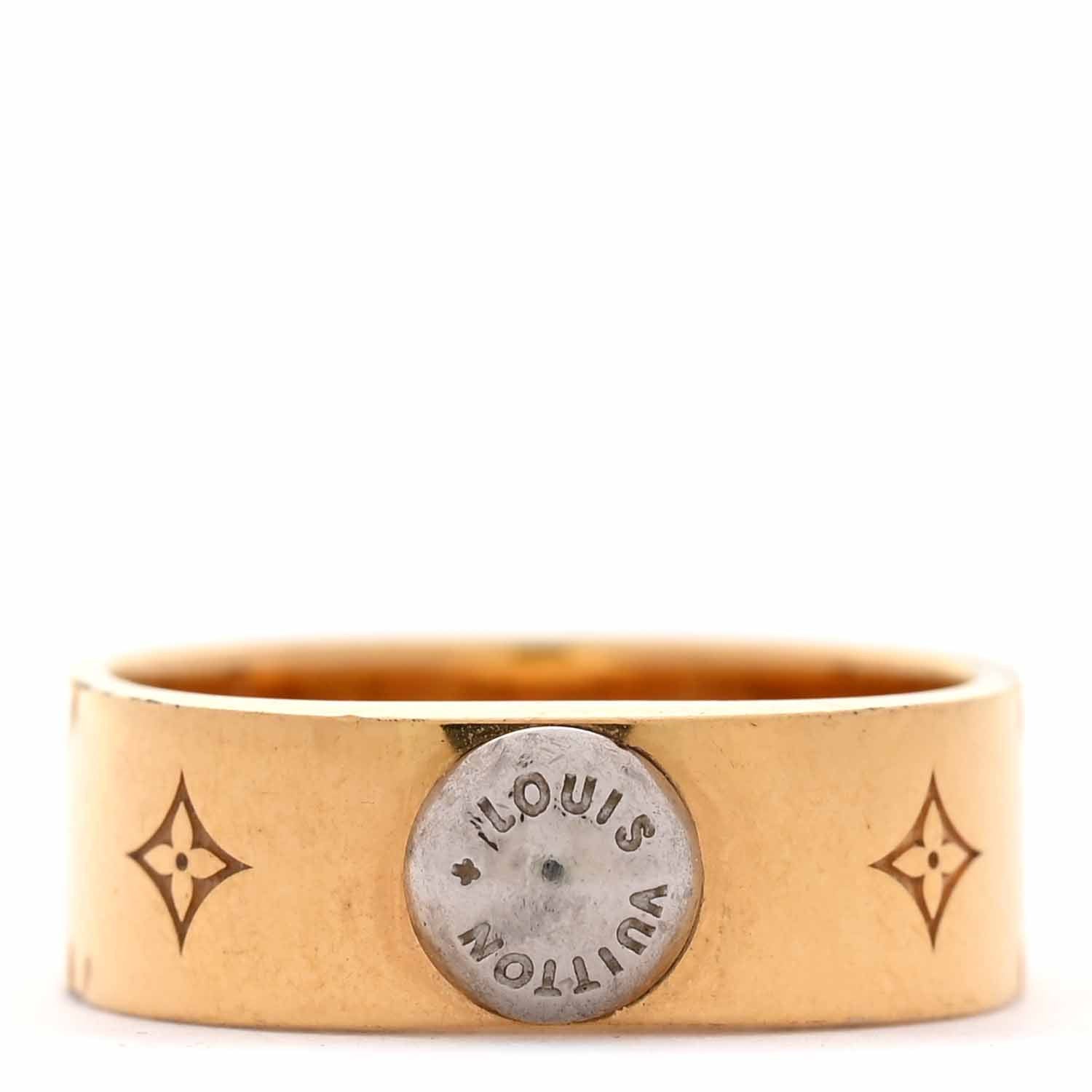 Brass Monogram Engraved Nanogram Ring S Gold