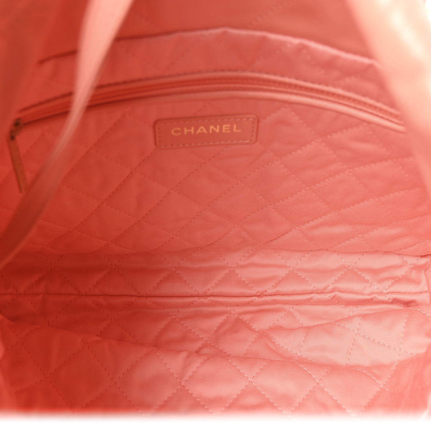 Shiny Calfskin Quilted Chanel 22 Light Orange