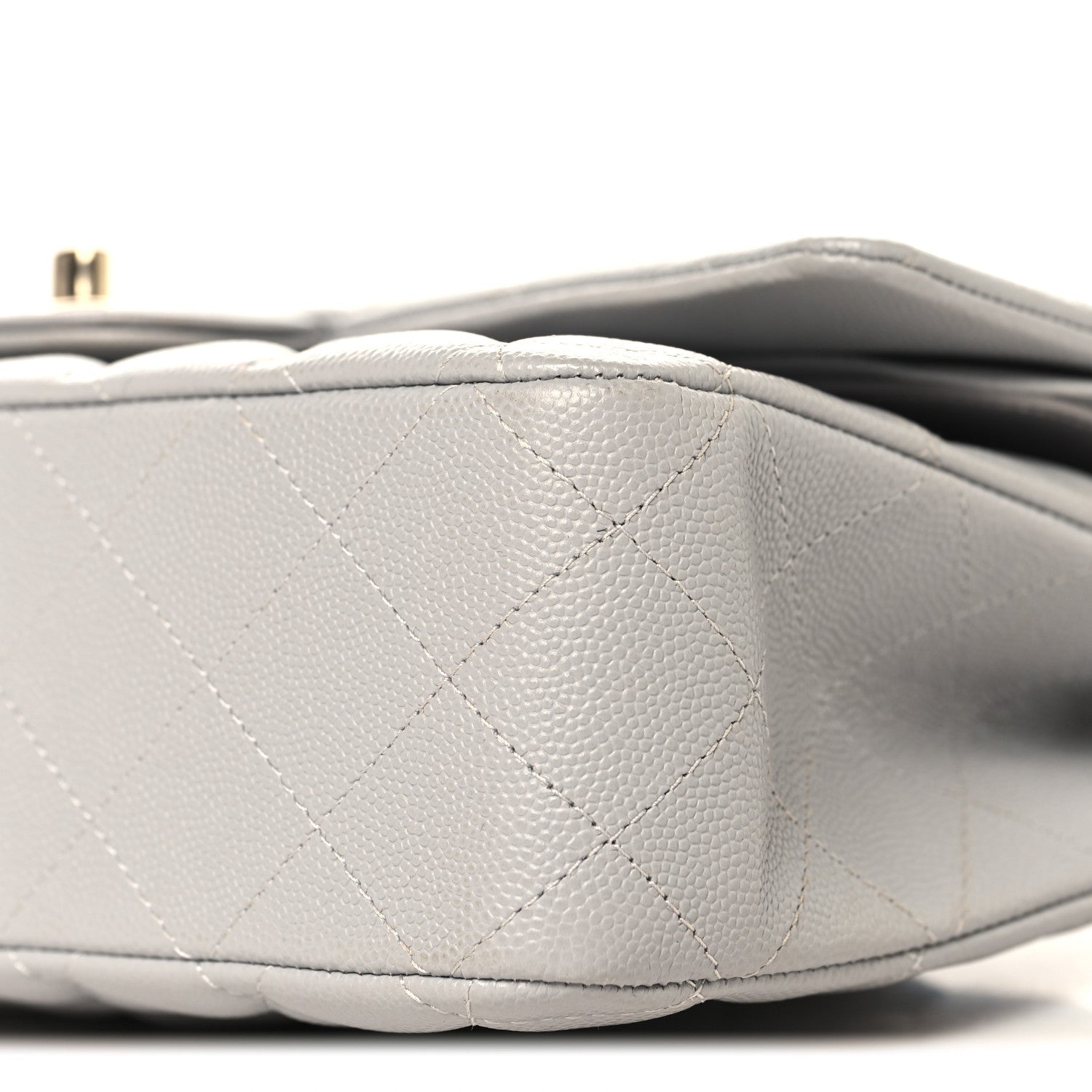 Caviar Quilted Medium Double Flap Grey