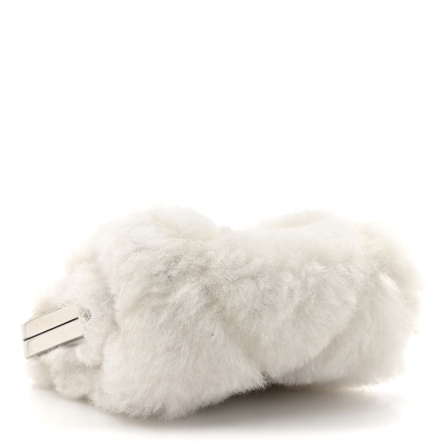 Shearling Sheepskin Lambskin Quilted Clutch With Chain White
