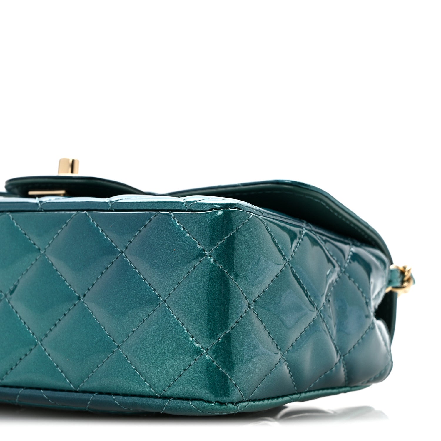 Shaded Patent Calfskin Quilted Mini Rectangular Flap Green Blue