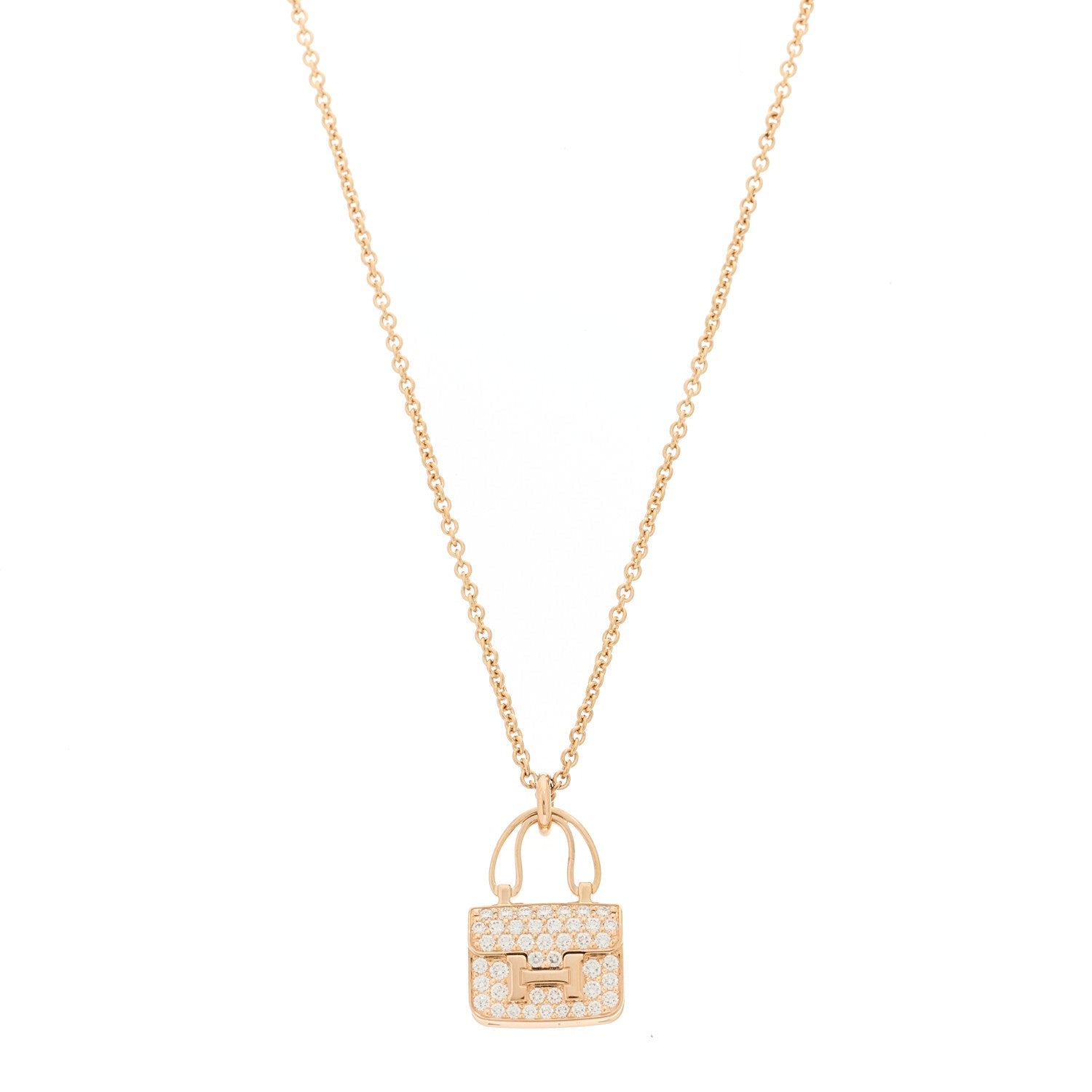 18K Rose Gold Diamond Constance Amulettes Pendant Necklace