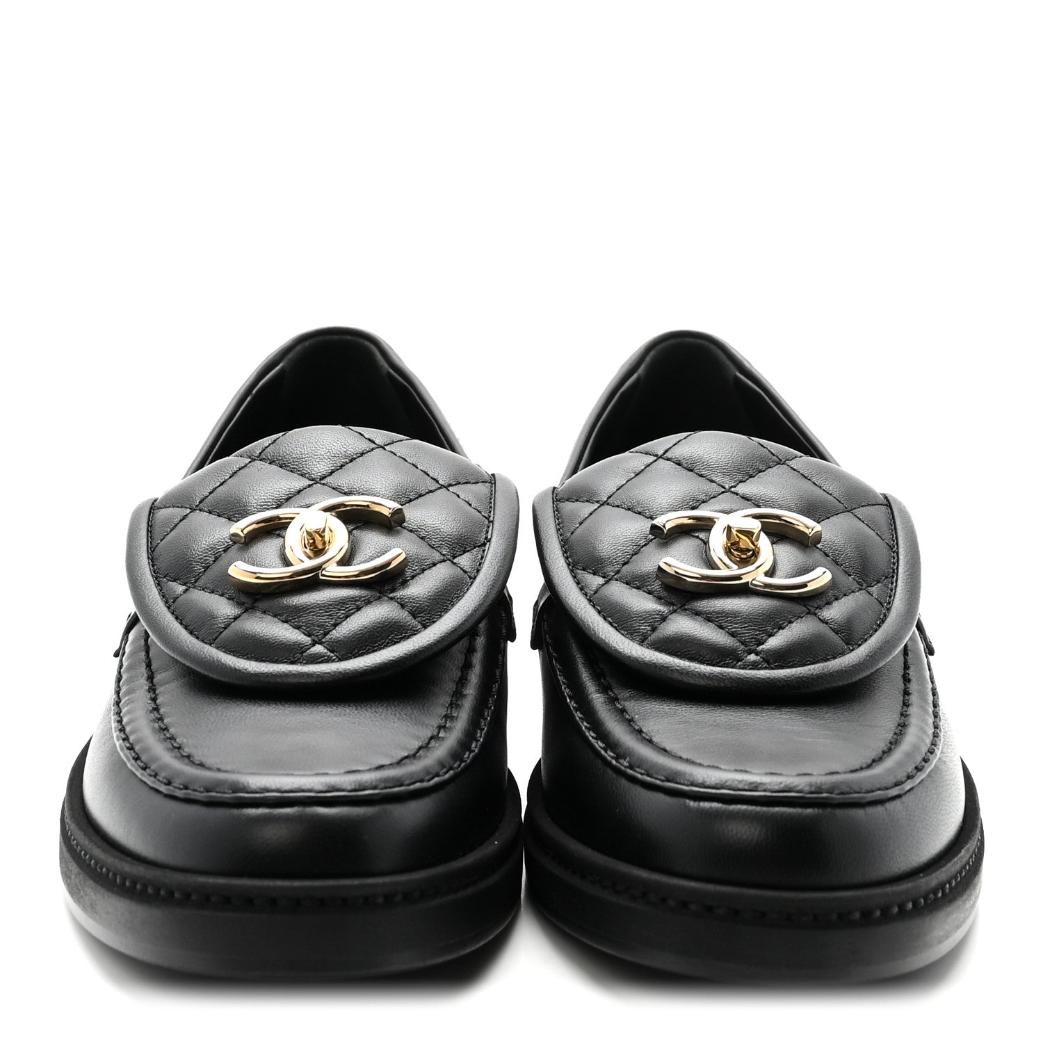 Lambskin Quilted CC Turnlock Loafers 36 Black