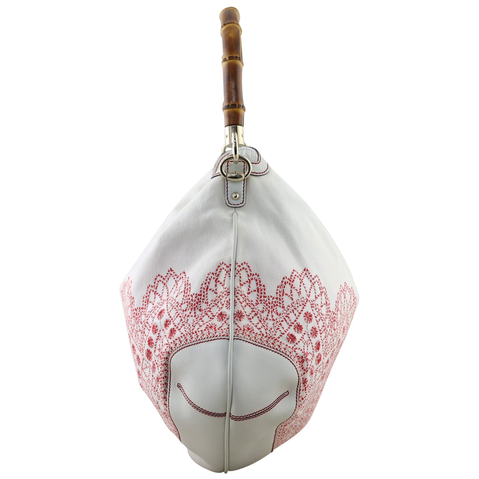 Gucci Embroidered Canvas Peggy Bamboo Hobo