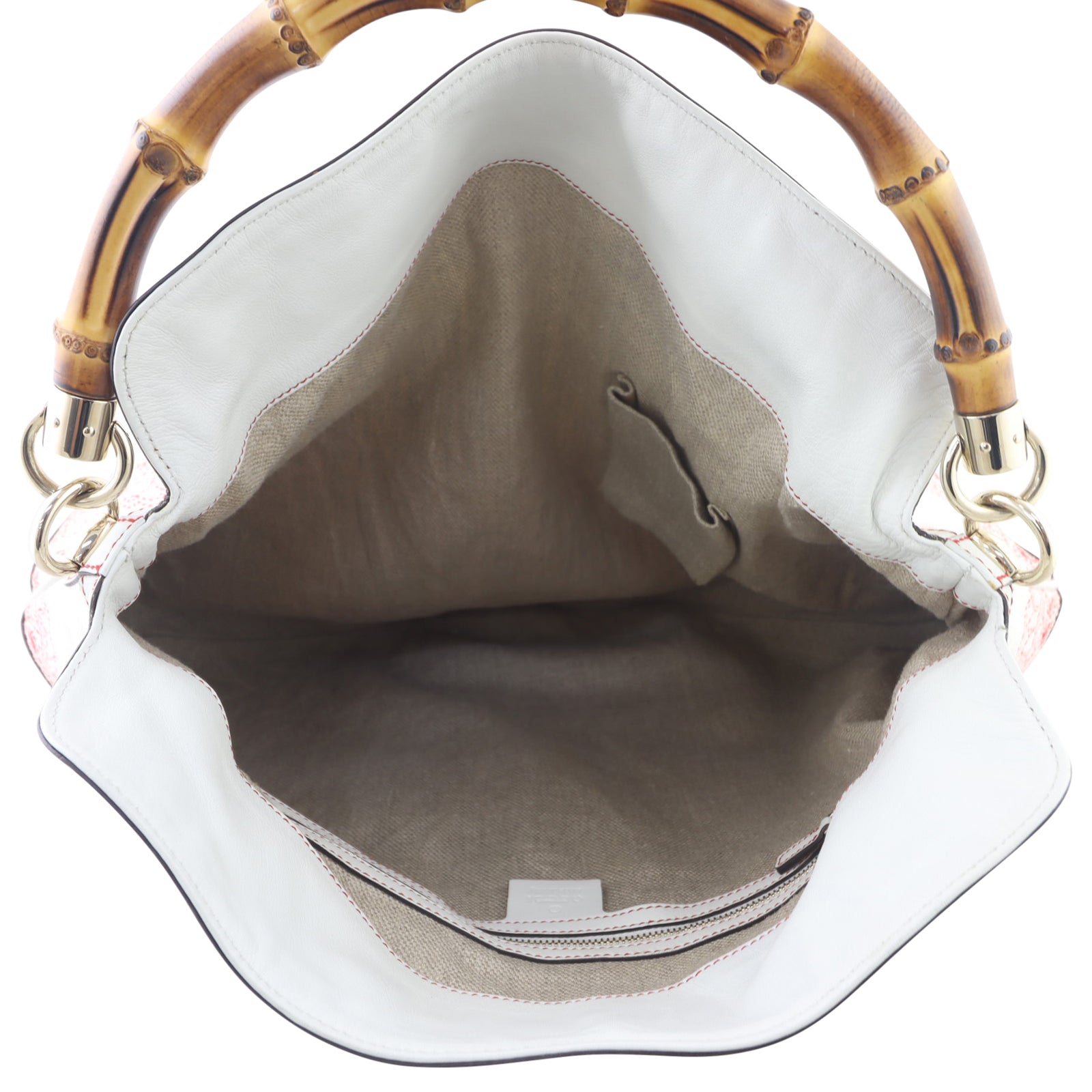 Gucci Embroidered Canvas Peggy Bamboo Hobo