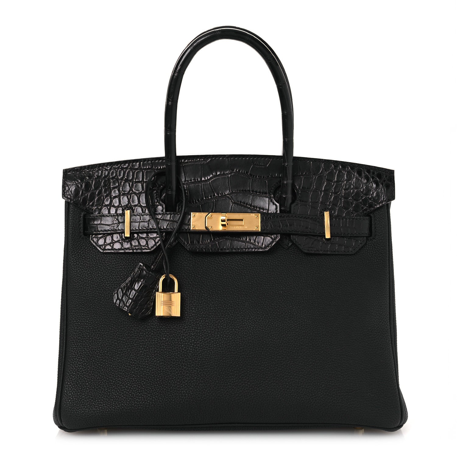 Togo Matte Alligator Birkin Touch 30 Black