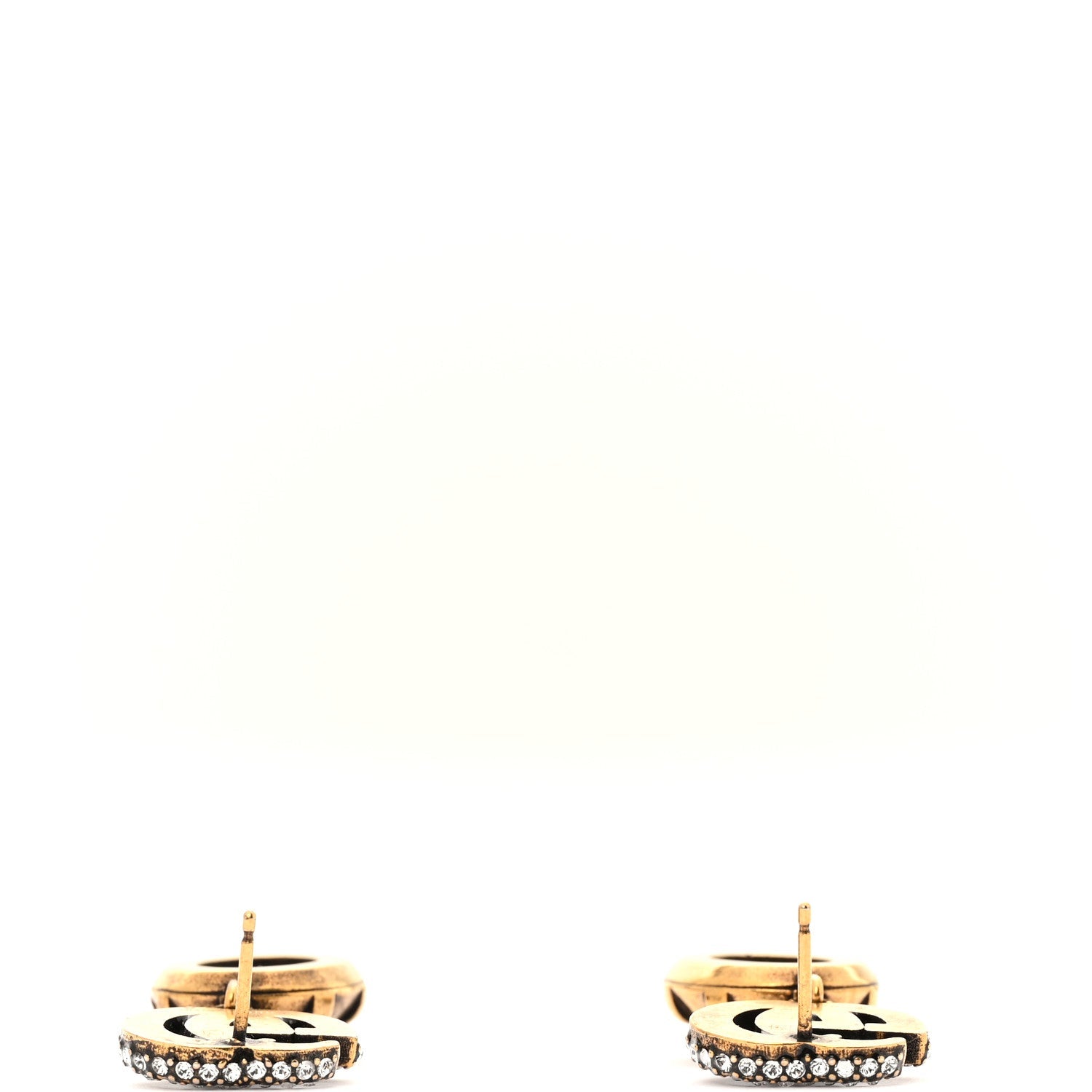 Crystal Double G Earrings Black Aged Gold