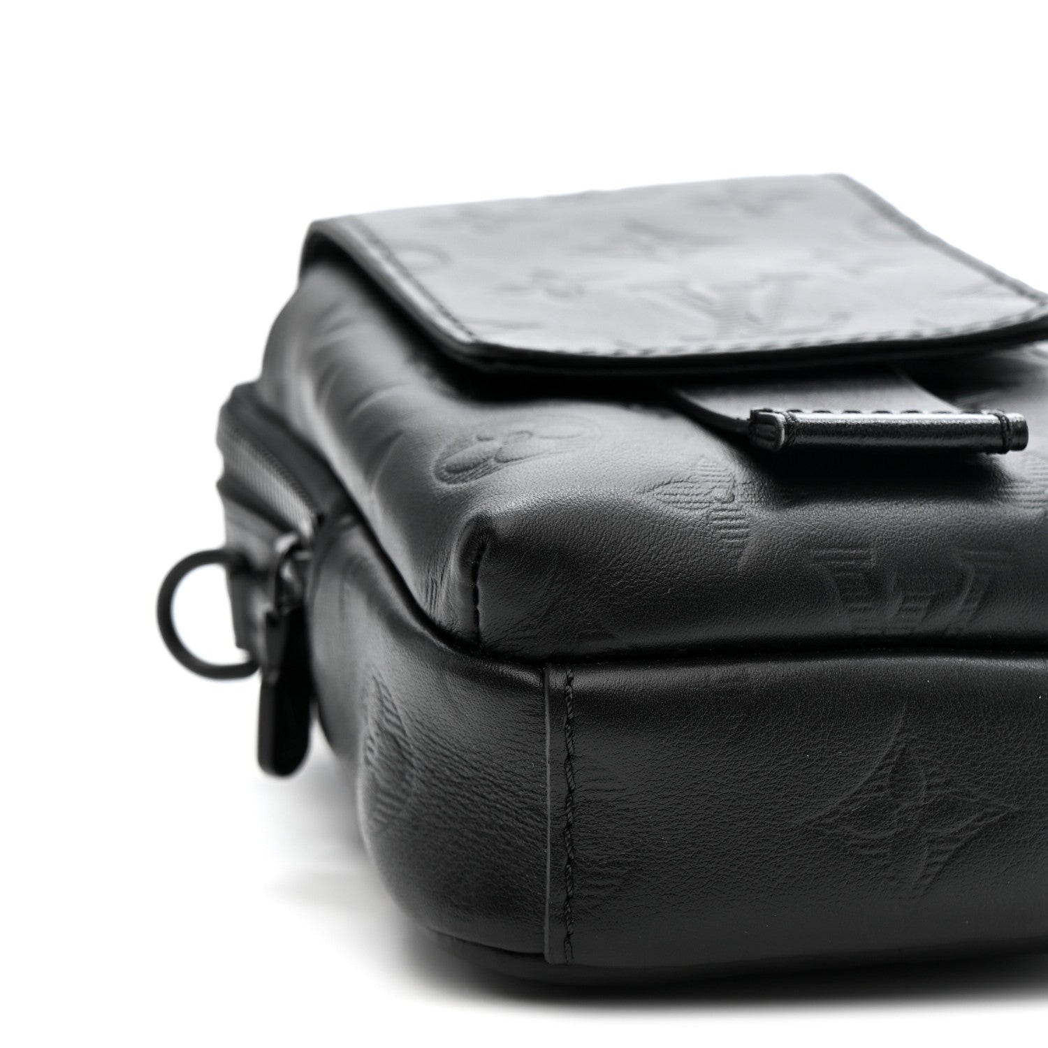 Calfskin Monogram Shadow Double Phone Pouch NM Black