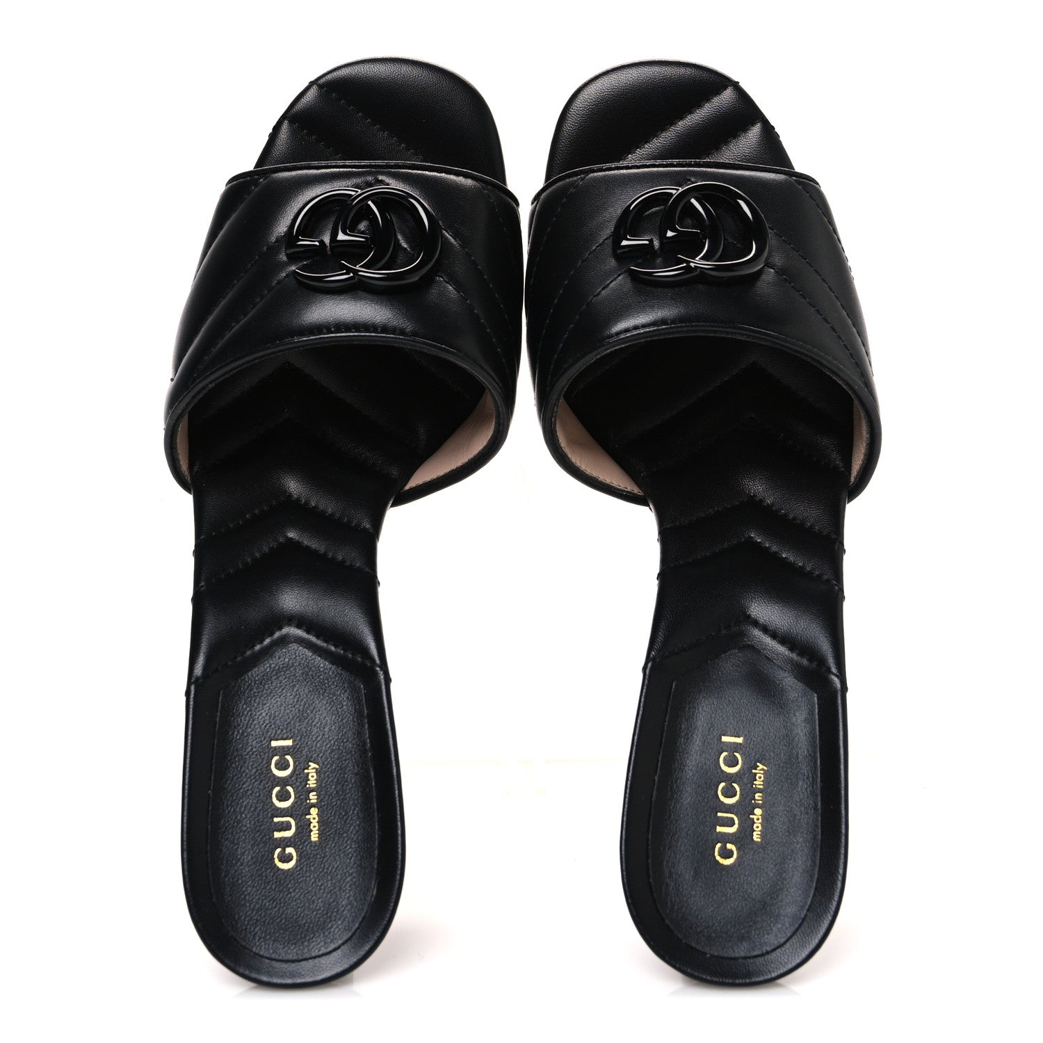 Nappa Matelasse Monochrome GG Marmont 75mm Slide Sandals 37.5 Black