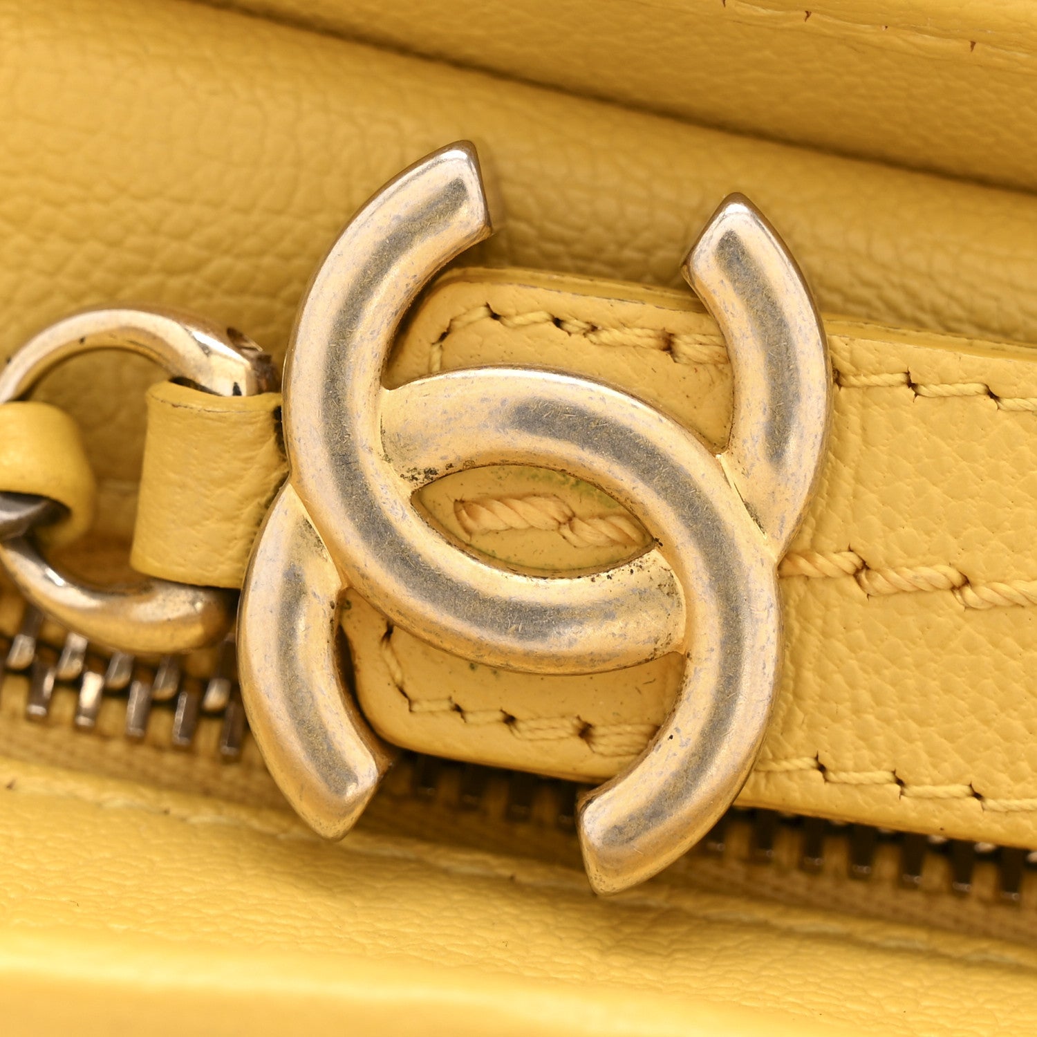 Patent Goatskin Quilted Small Gabrielle Hobo Yellow