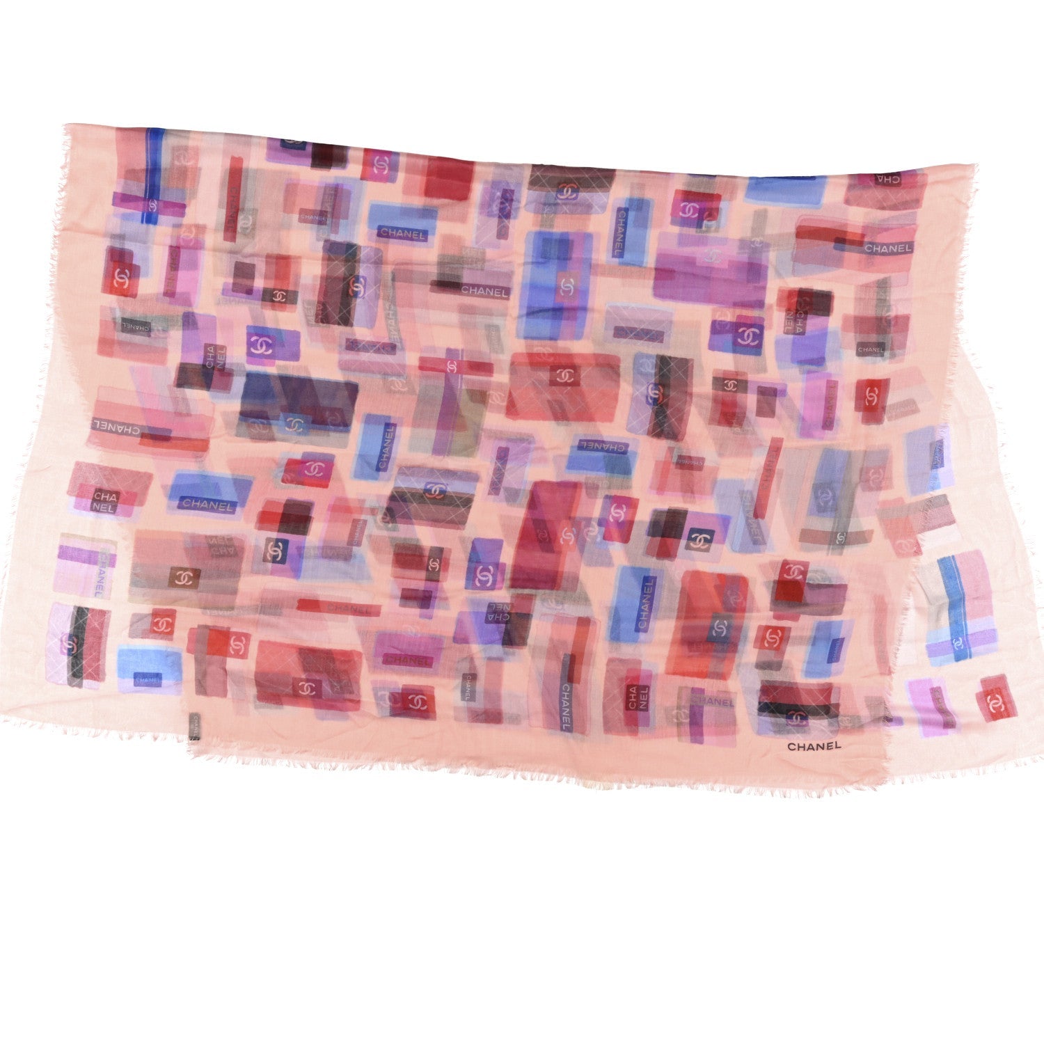 Cashmere Silk CC Logo Scarf Light Pink Pink Coral