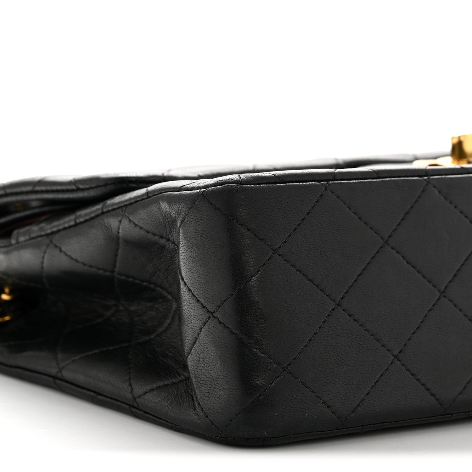Lambskin Quilted Medium Double Flap Black