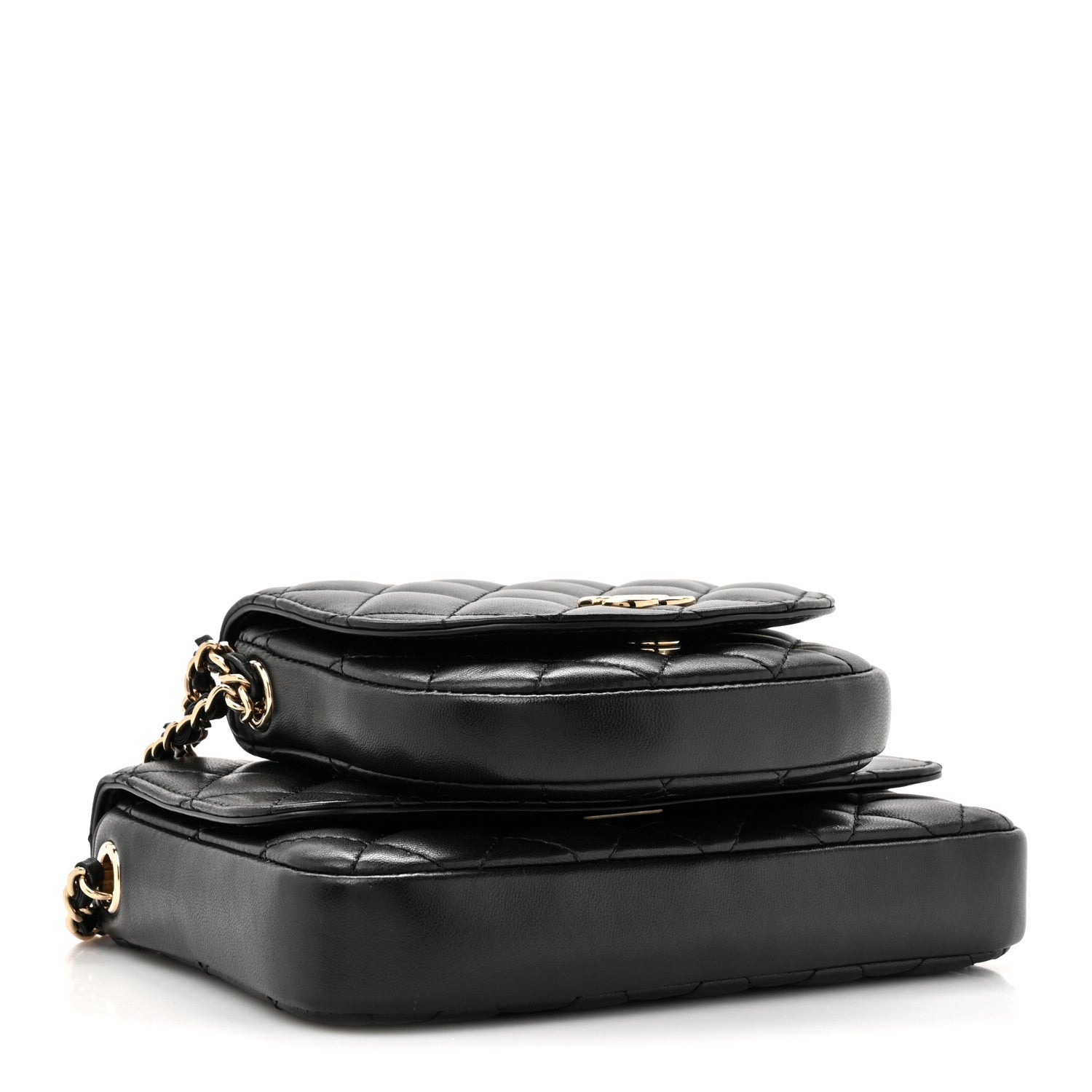 Lambskin Quilted Side Packs Black