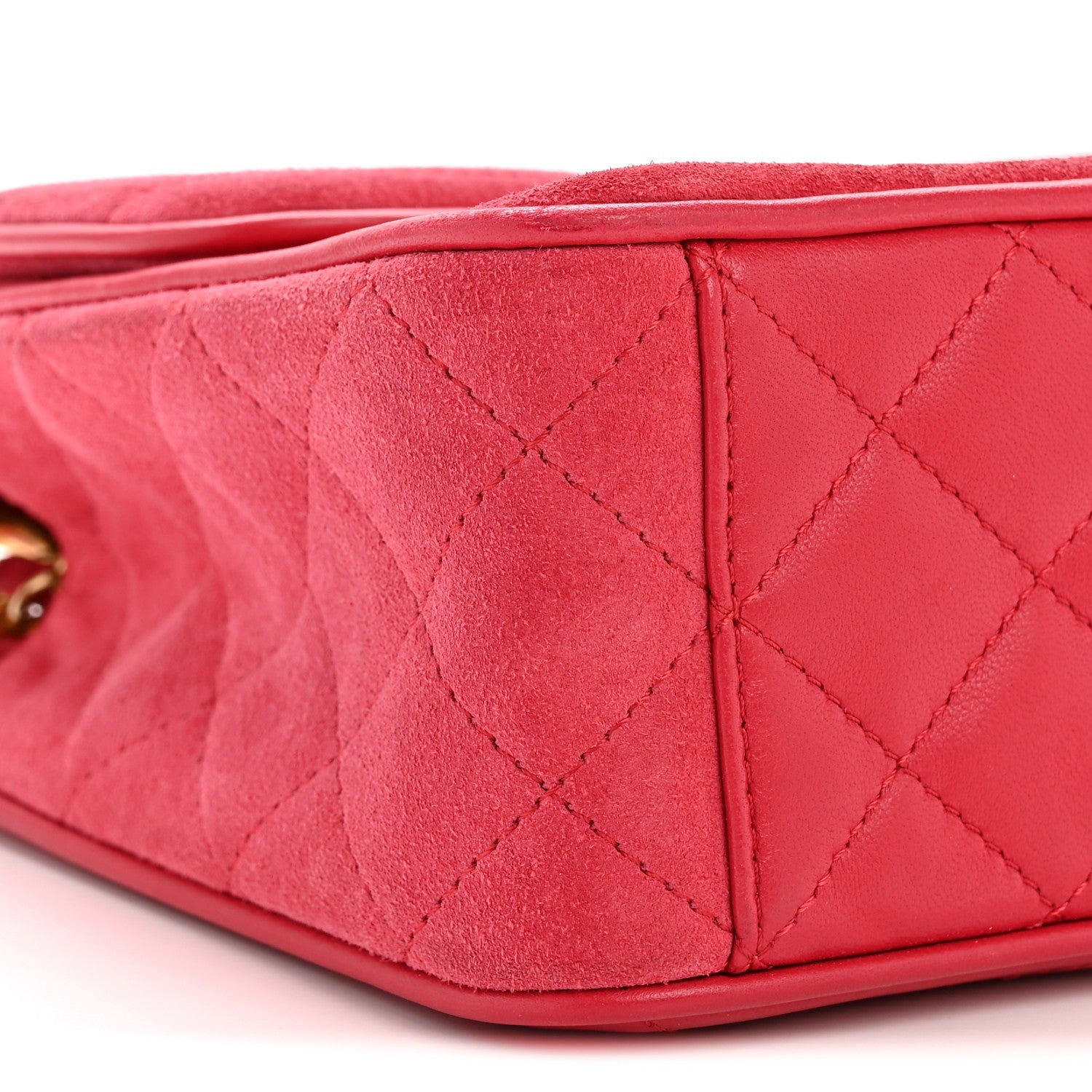 Suede Lambskin Scallop Quilted Mini Pagoda Flap Pink