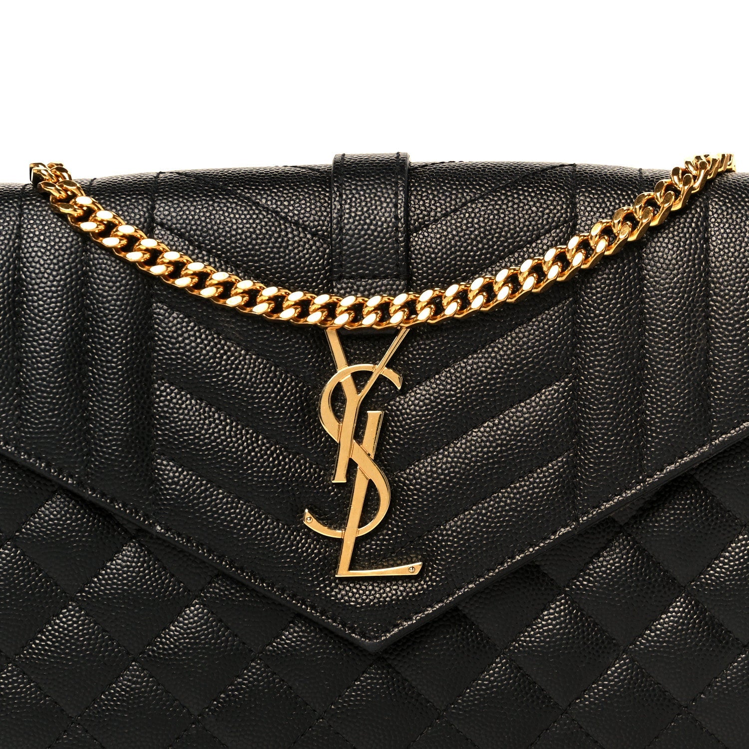 Grain De Poudre Textured Mixed Matelasse Triquilt Small Monogram Satchel Black