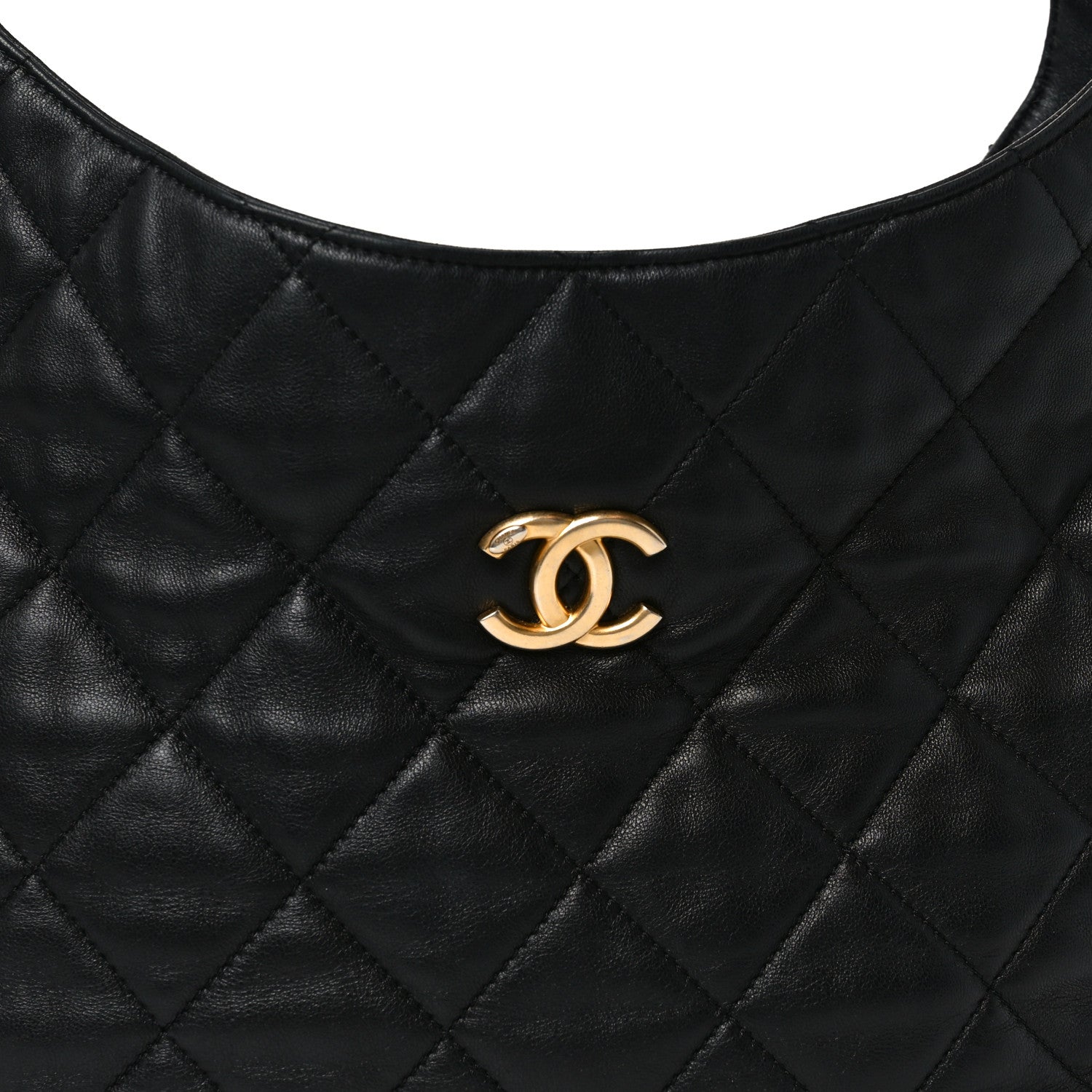 Lambskin Quilted Large CC Funky Town Hobo Black