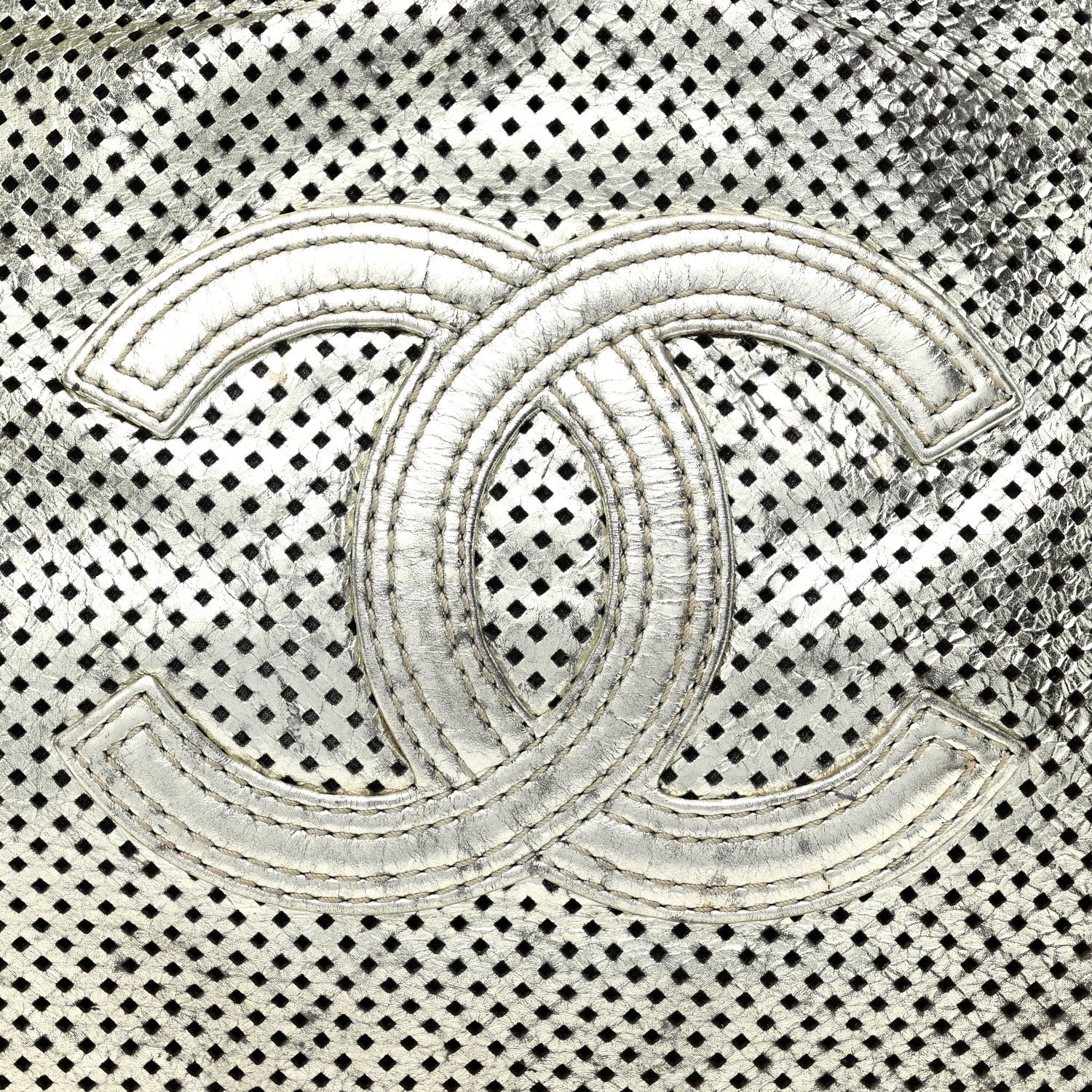 Metallic Glazed Calfskin Perforated Rodeo Drive Hobo Silver