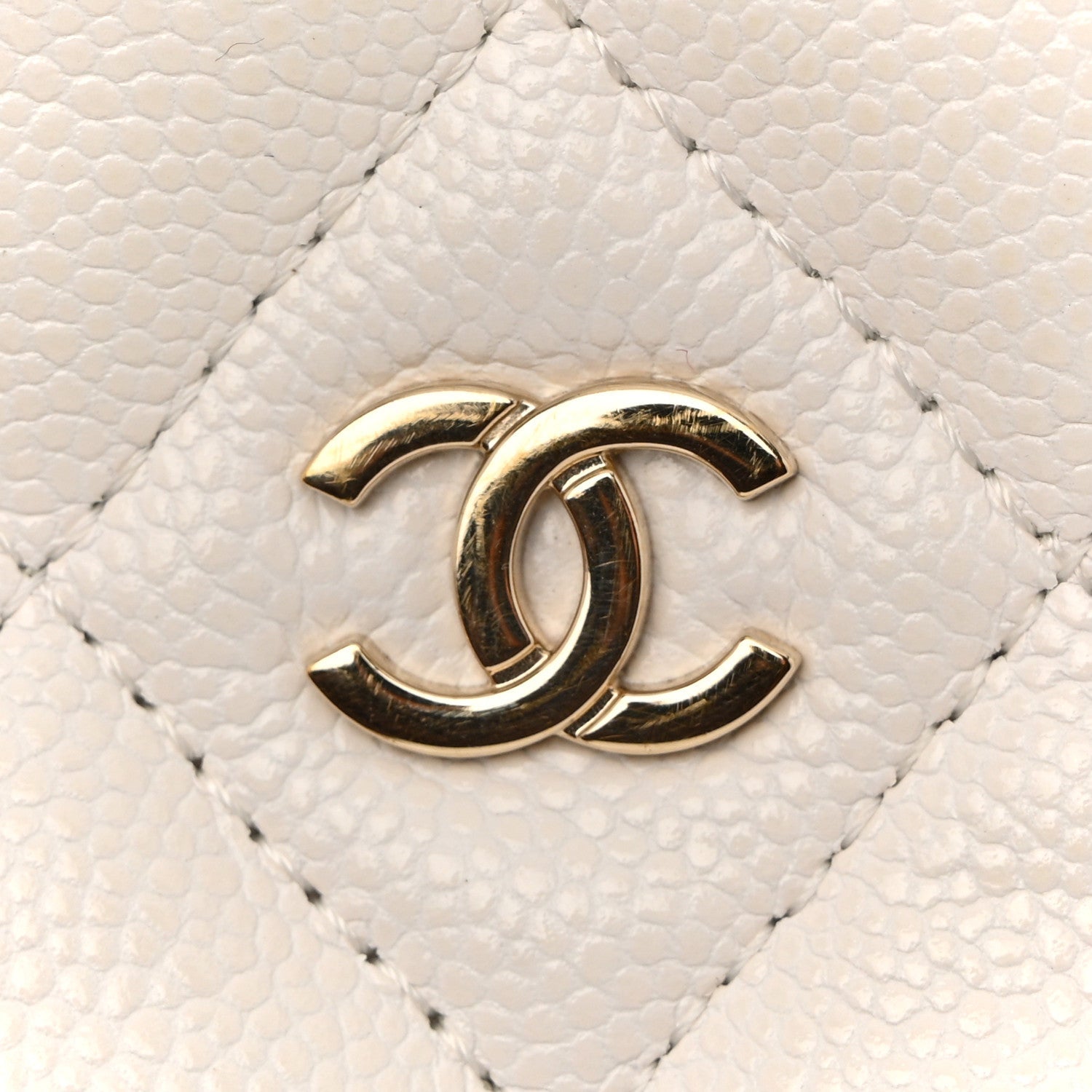 Caviar Quilted Hobo Clutch With Chain White