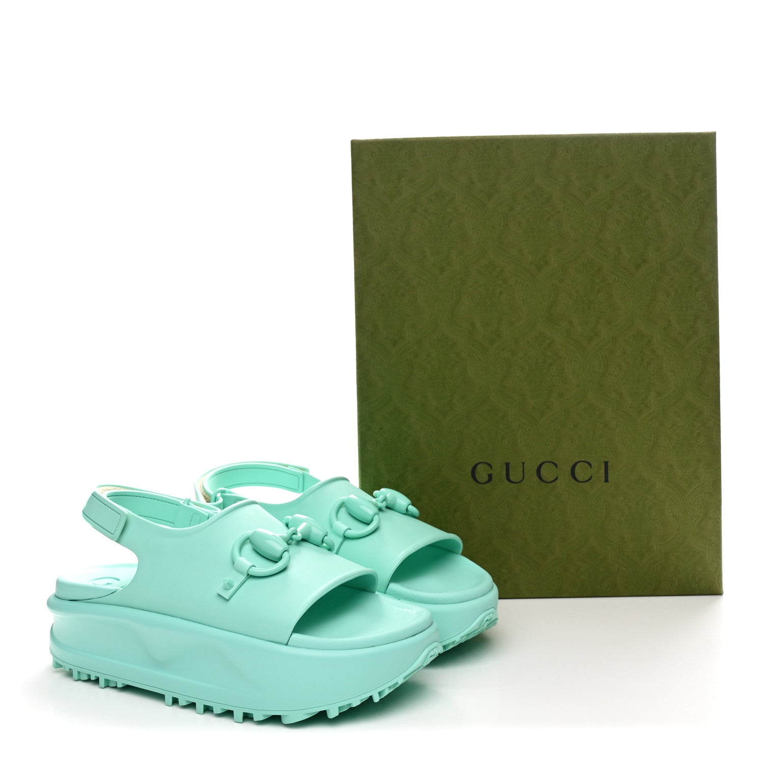 Soft Rubber Horsebit Womens Slingback Sandals 39 Teal Cyan