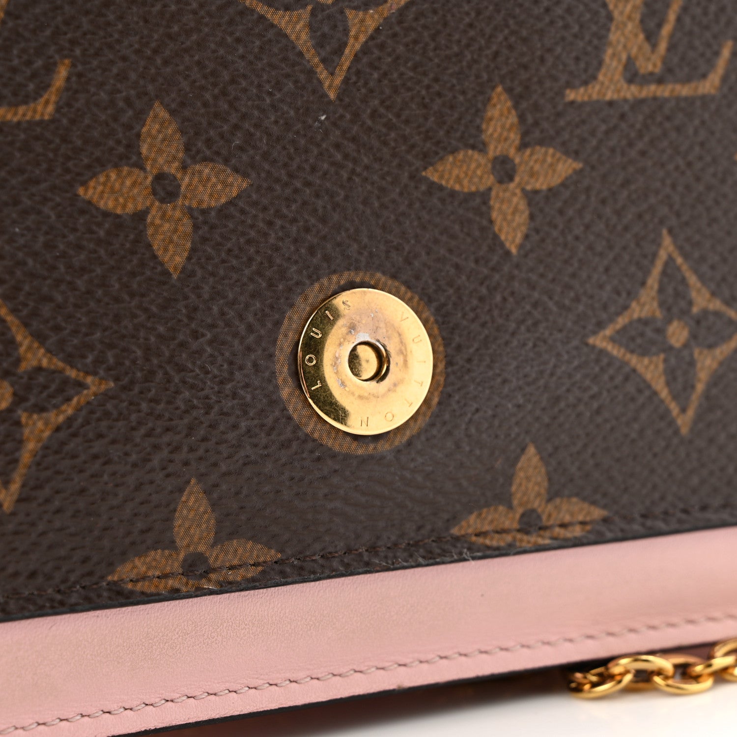 Monogram Flore Chain Wallet Rose Ballerine